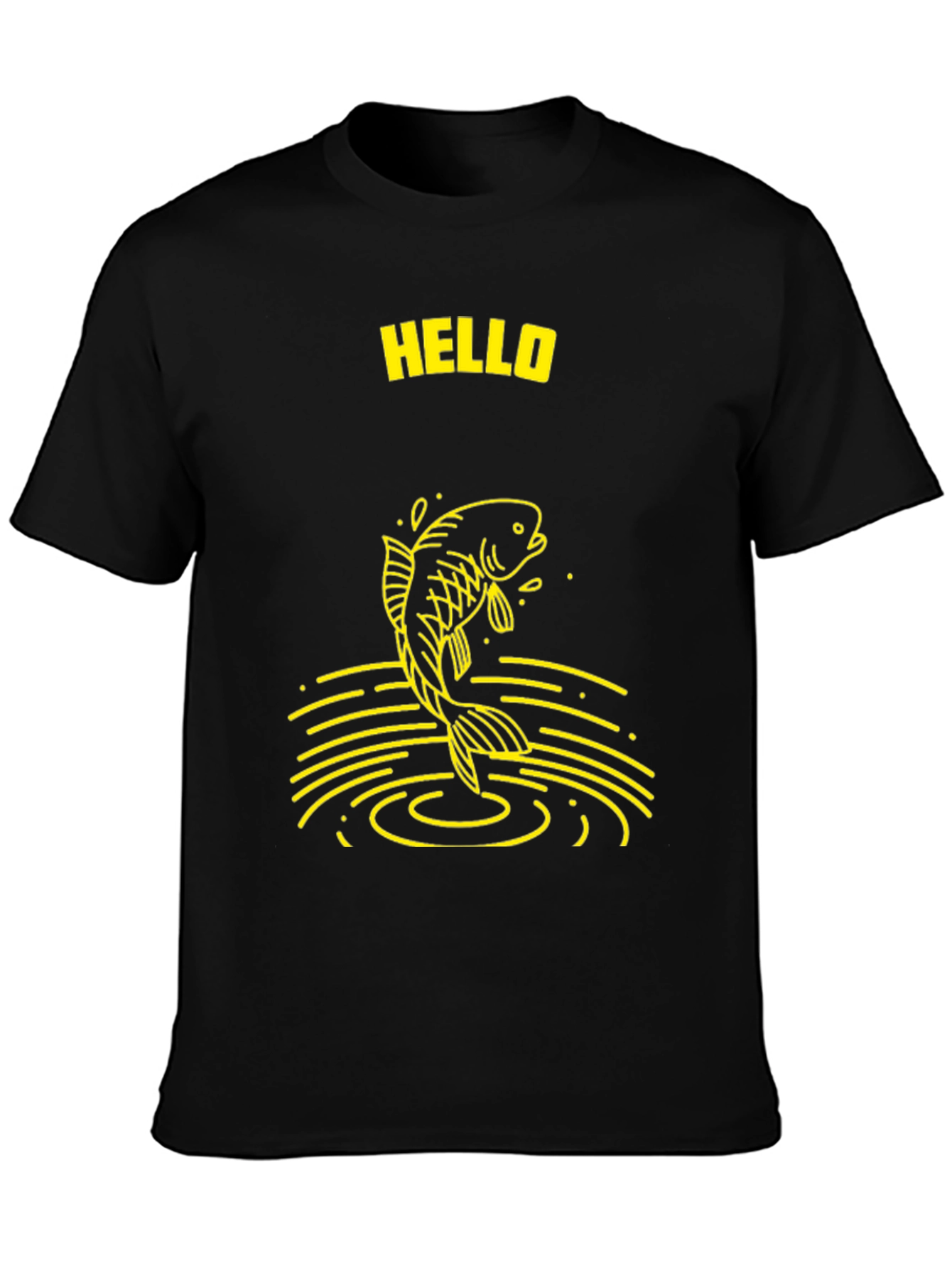 Black Hello Fish Graphic T-Shirt view 3