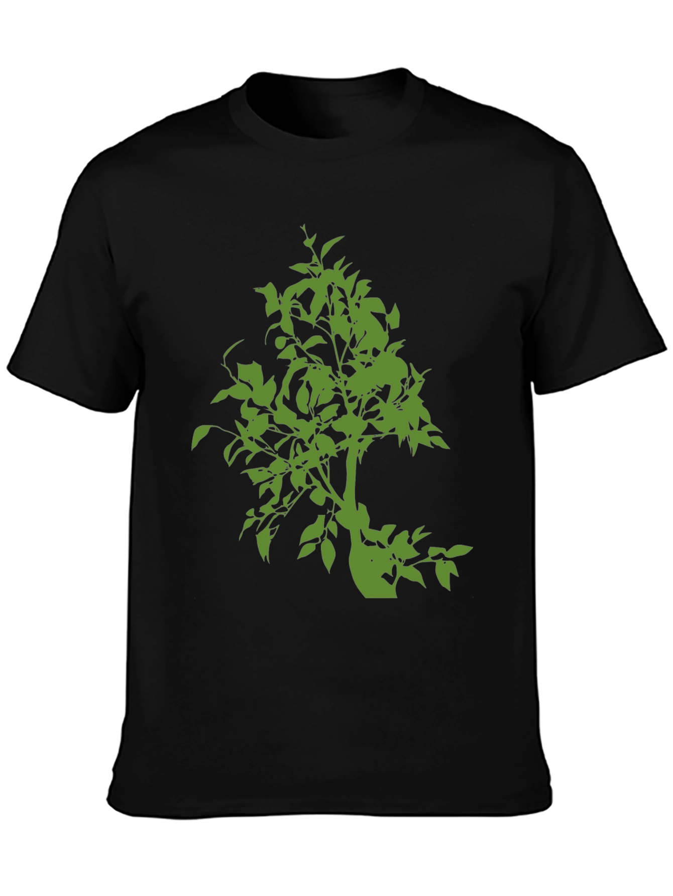 Black Green Tree Graphic Black T-Shirt view 3