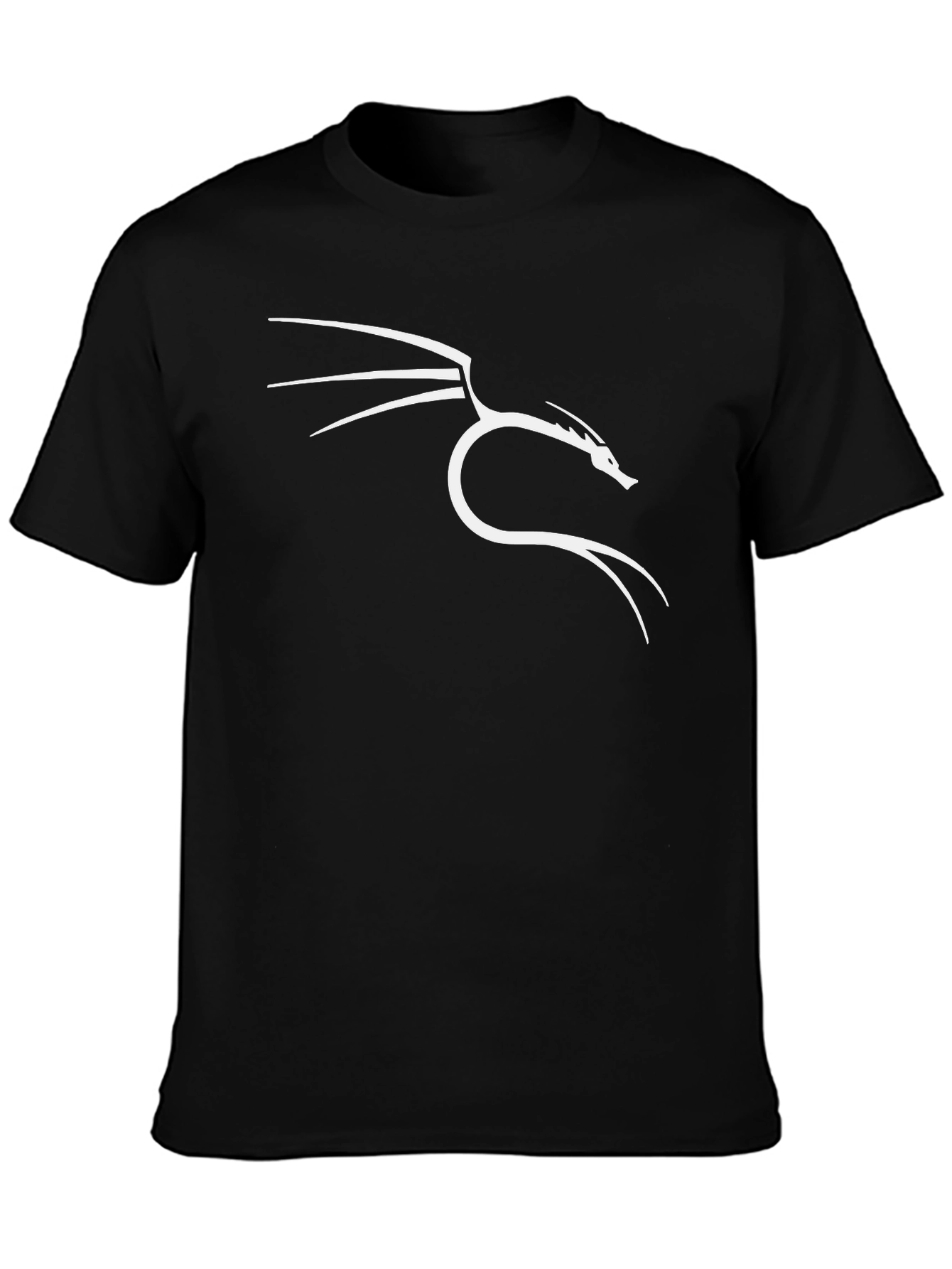 Black Black T-Shirt with White Dragon Graphic view 3
