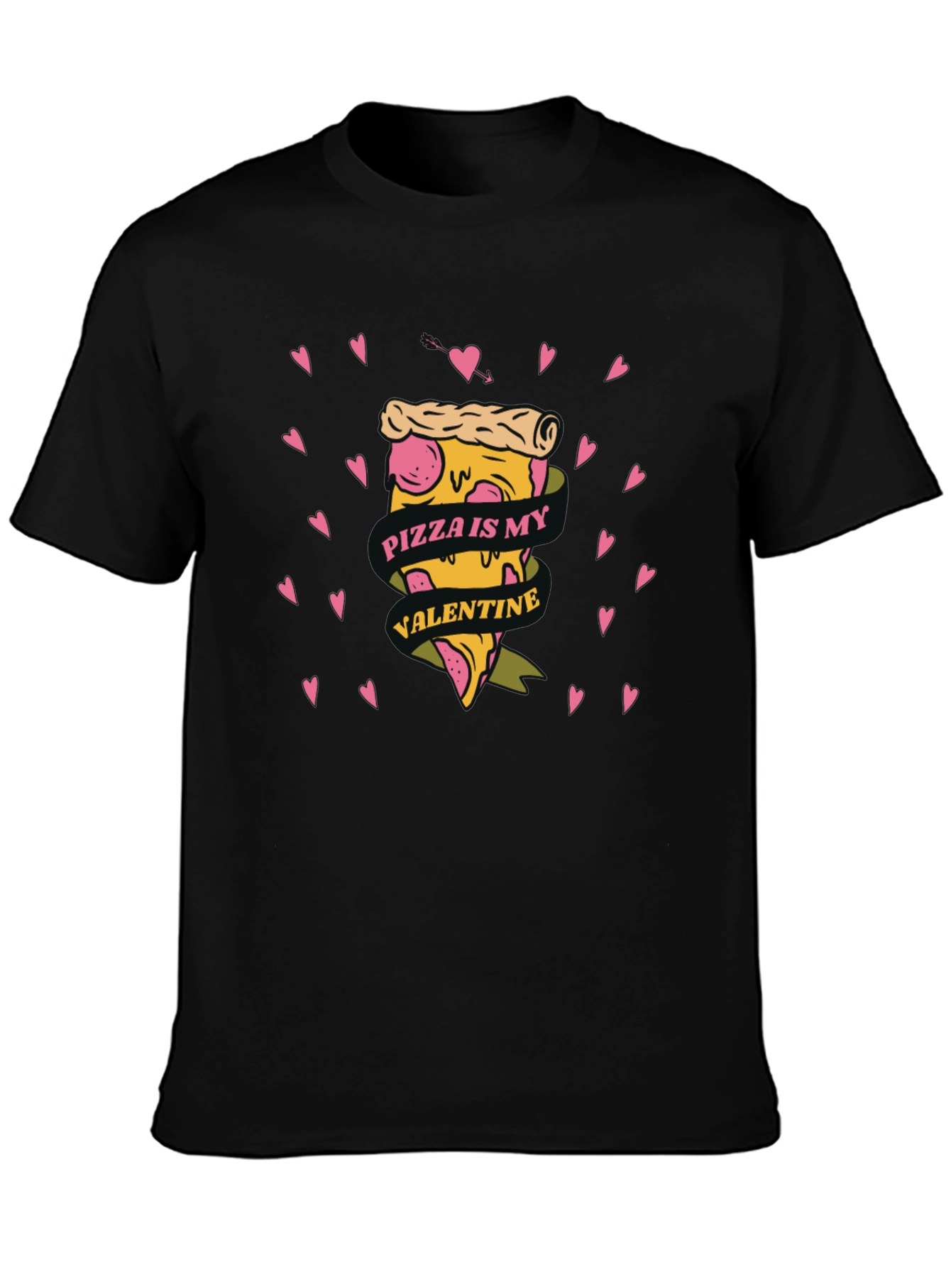 Black Pizza is My Valentine Graphic Tee view 3