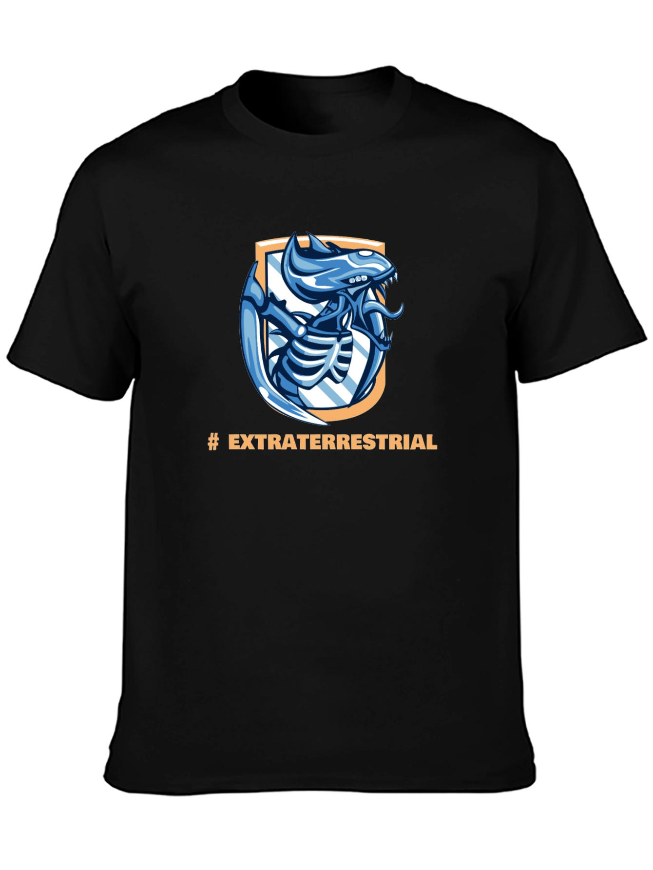 Black Extraterrestrial Alien Graphic Black T-Shirt view 3