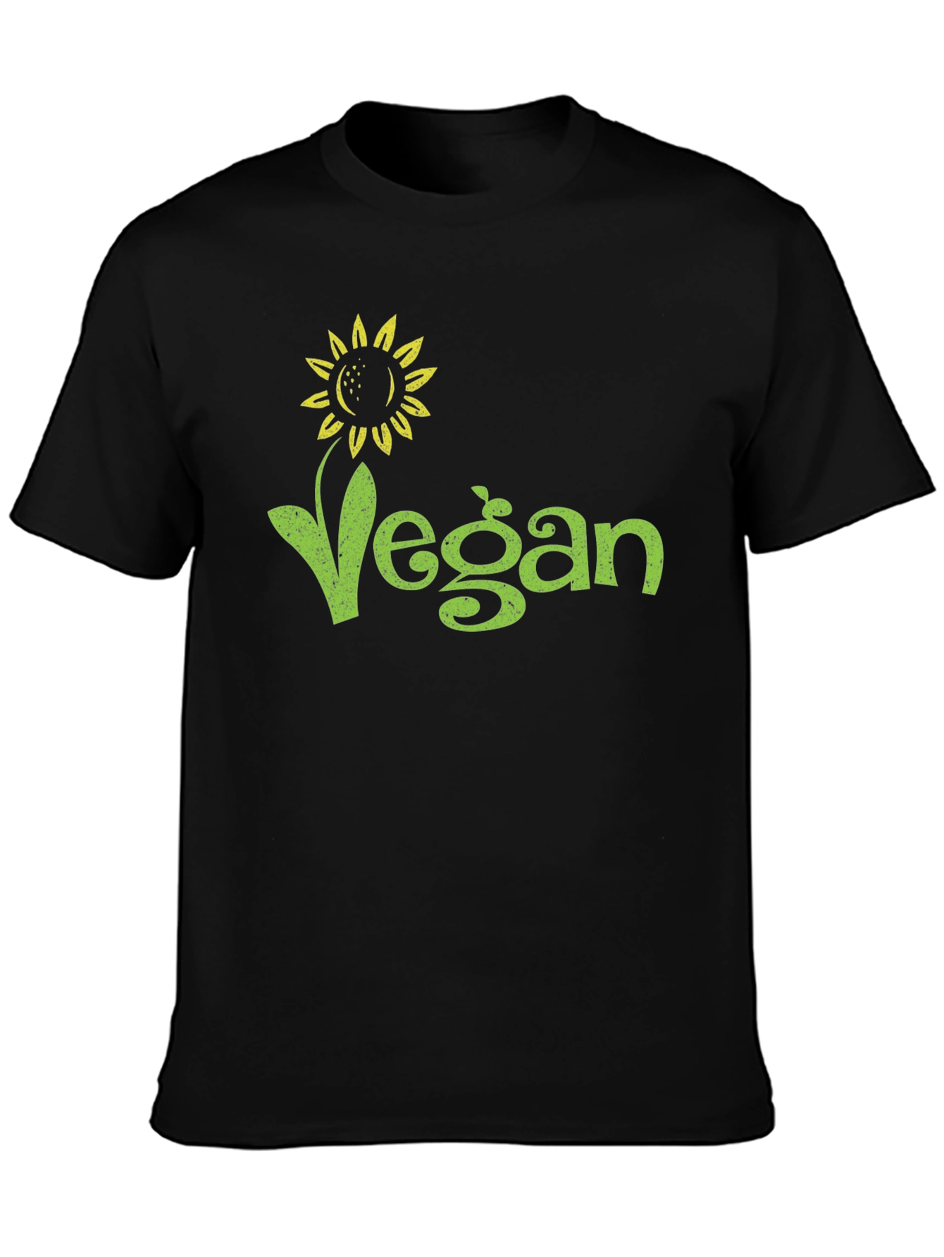 Black Vegan Sunflower Graphic Tee - Black Cotton T-Shirt view 3