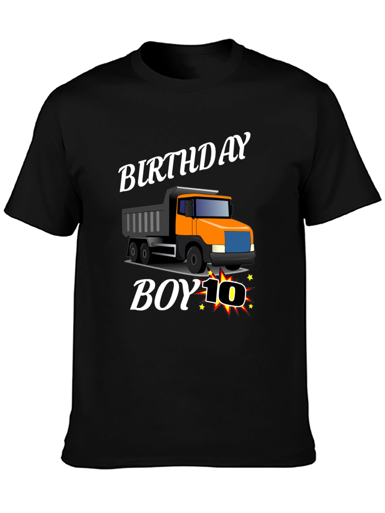 Black Birthday Boy Truck T-Shirt - Ten Years Old view 3
