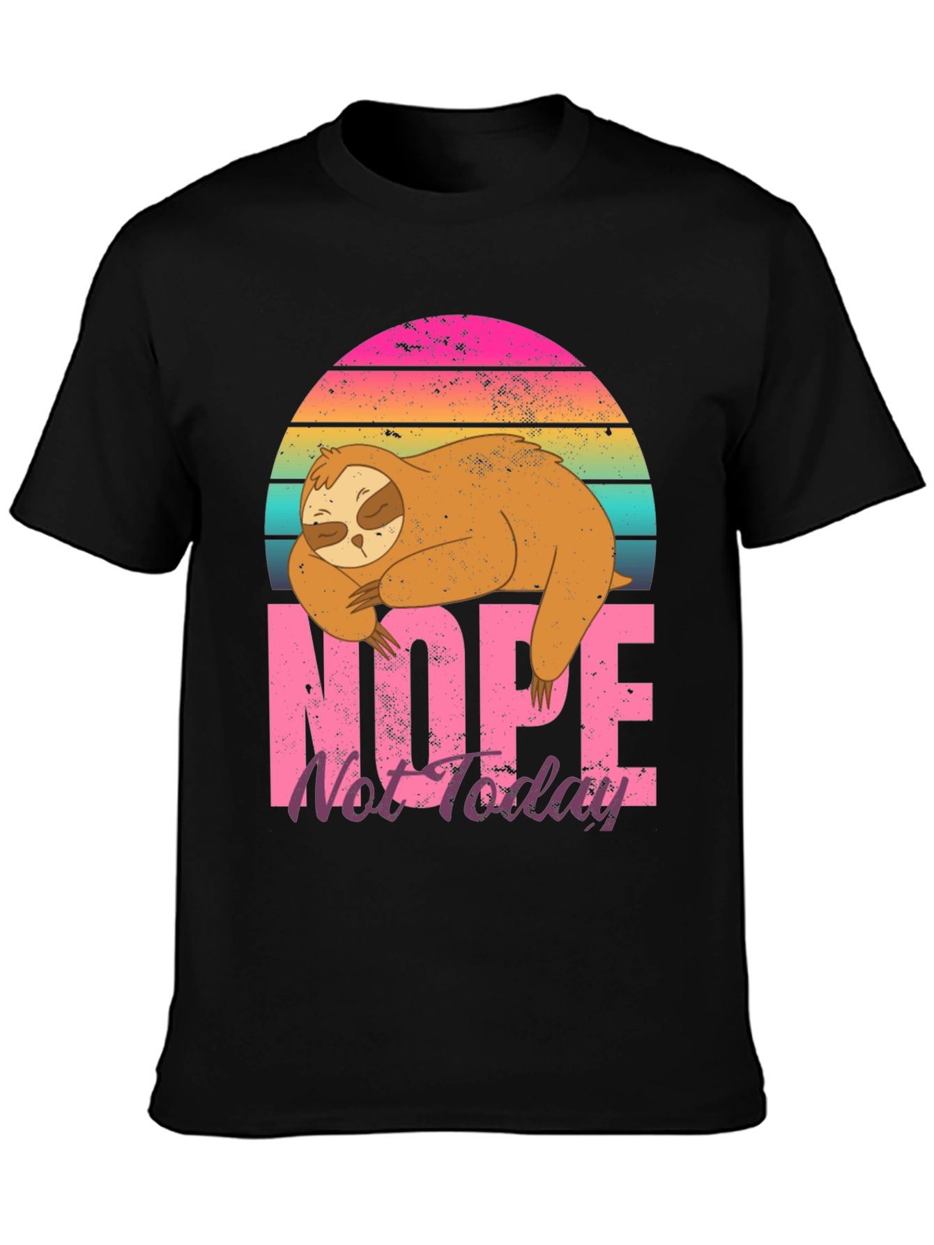 Black Nope Not Today Sloth Graphic T-Shirt view 3