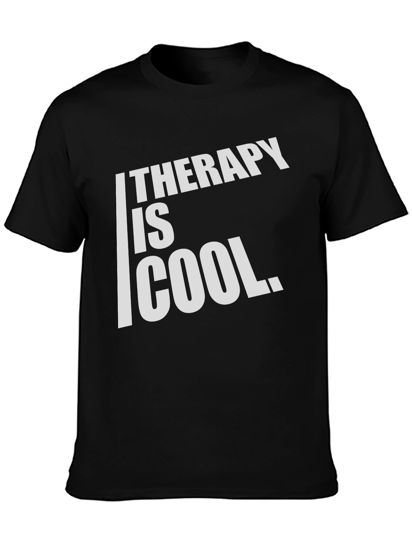 Black Therapy is Cool Graphic Tee - Men's Black T-Shirt view 3