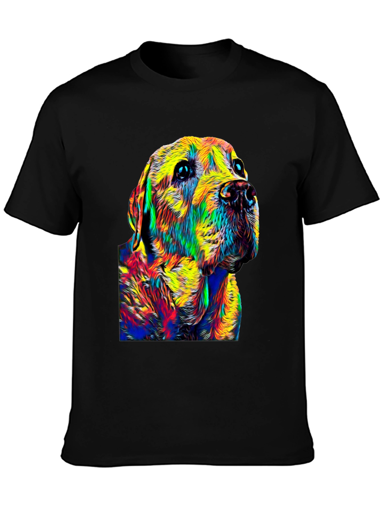 Black Colorful Dog Portrait Black T-Shirt view 3