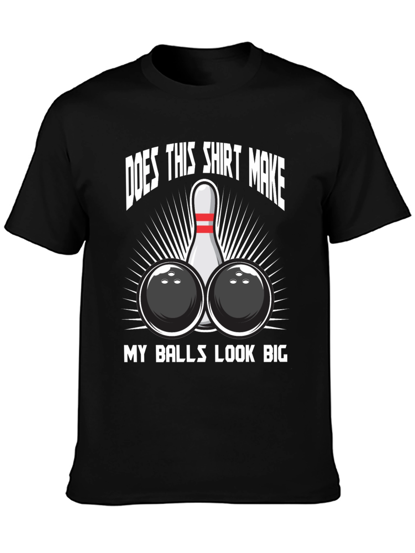 Black Funny Bowling Balls Graphic T-Shirt view 3