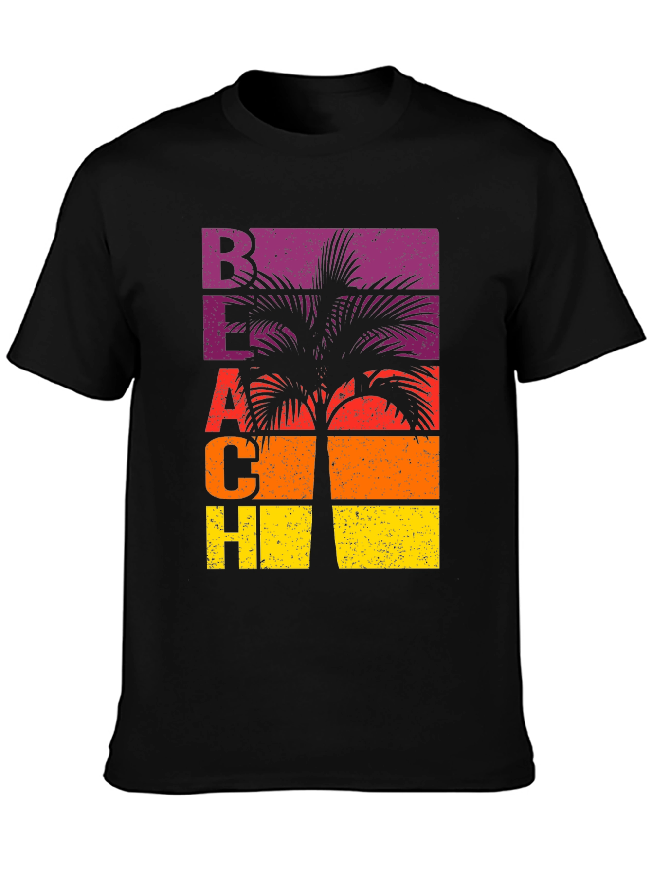 Black Retro Beach Palm Graphic T-Shirt view 3