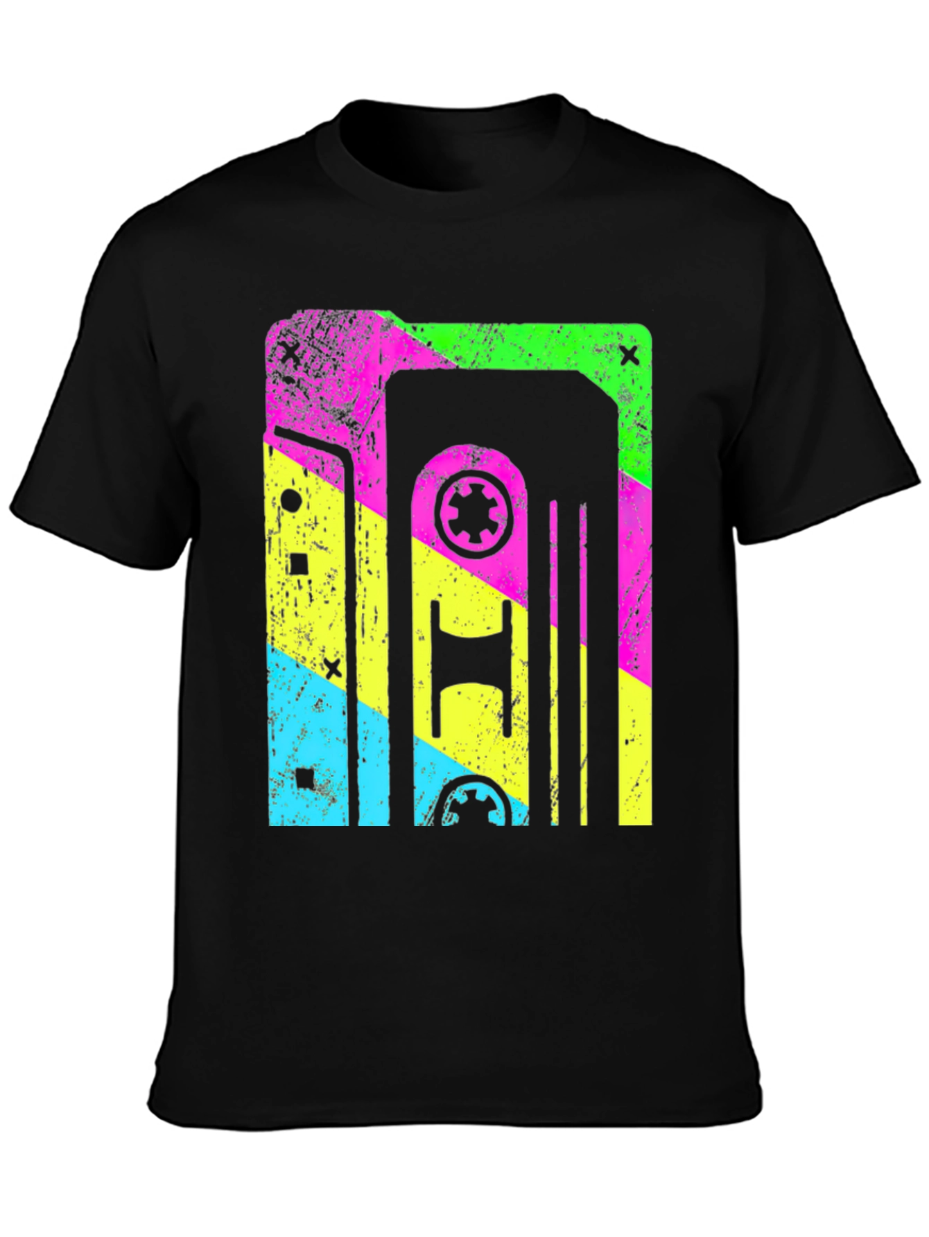 Black Retro Cassette Tape Graphic T-Shirt view 3