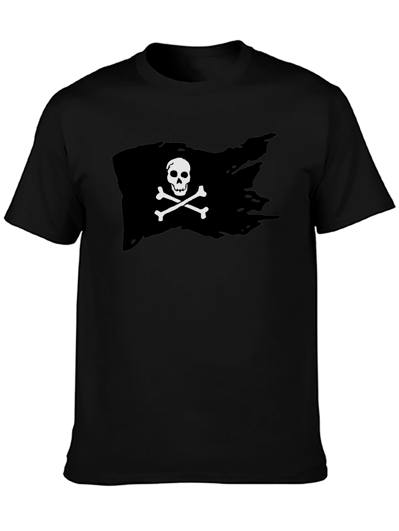 Black Pirate Flag Graphic T-Shirt - Skull & Crossbones view 3