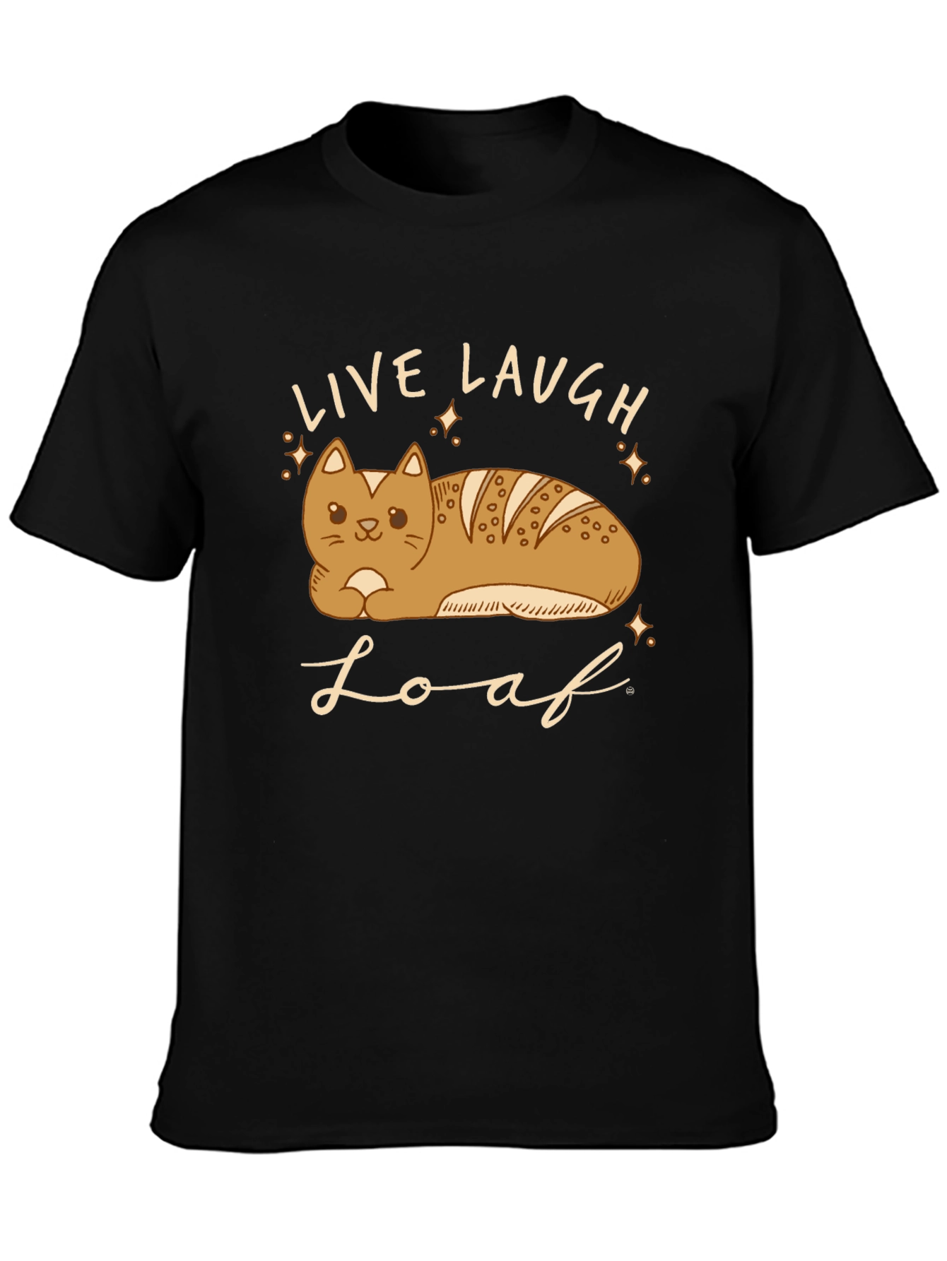 Black Live Laugh Loaf T-Shirt - Cat Bread Funny Tee view 3
