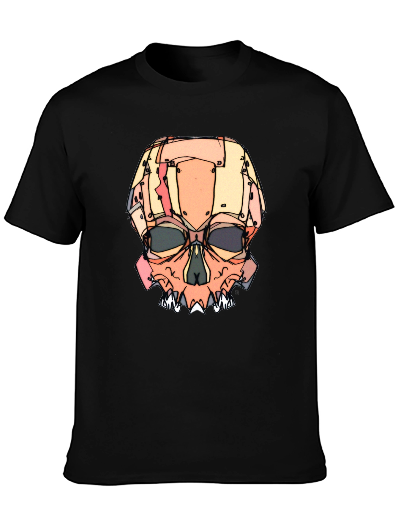 Black Abstract Skull Graphic T-Shirt view 3