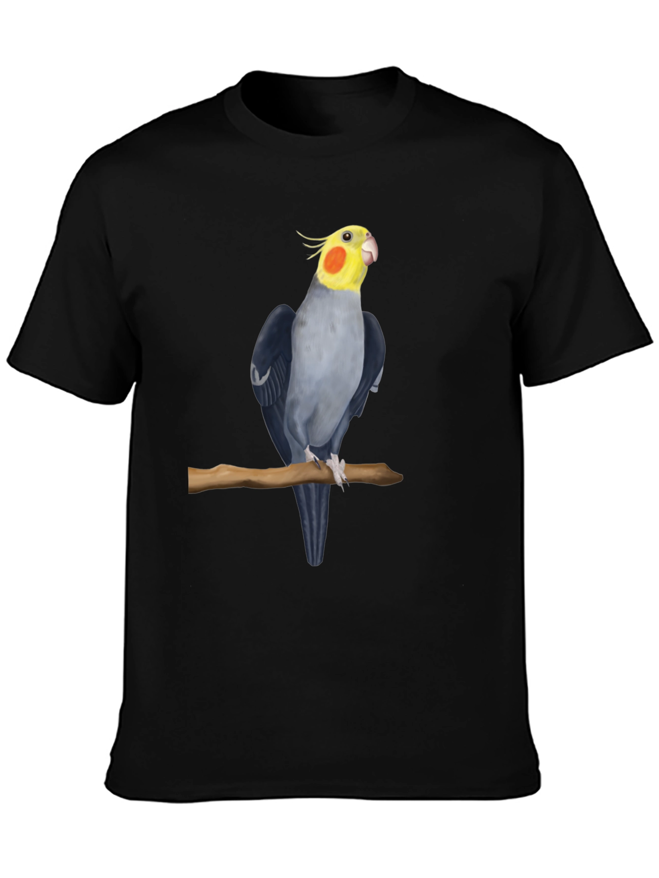 Black Cockatiel Bird Black T-Shirt view 3