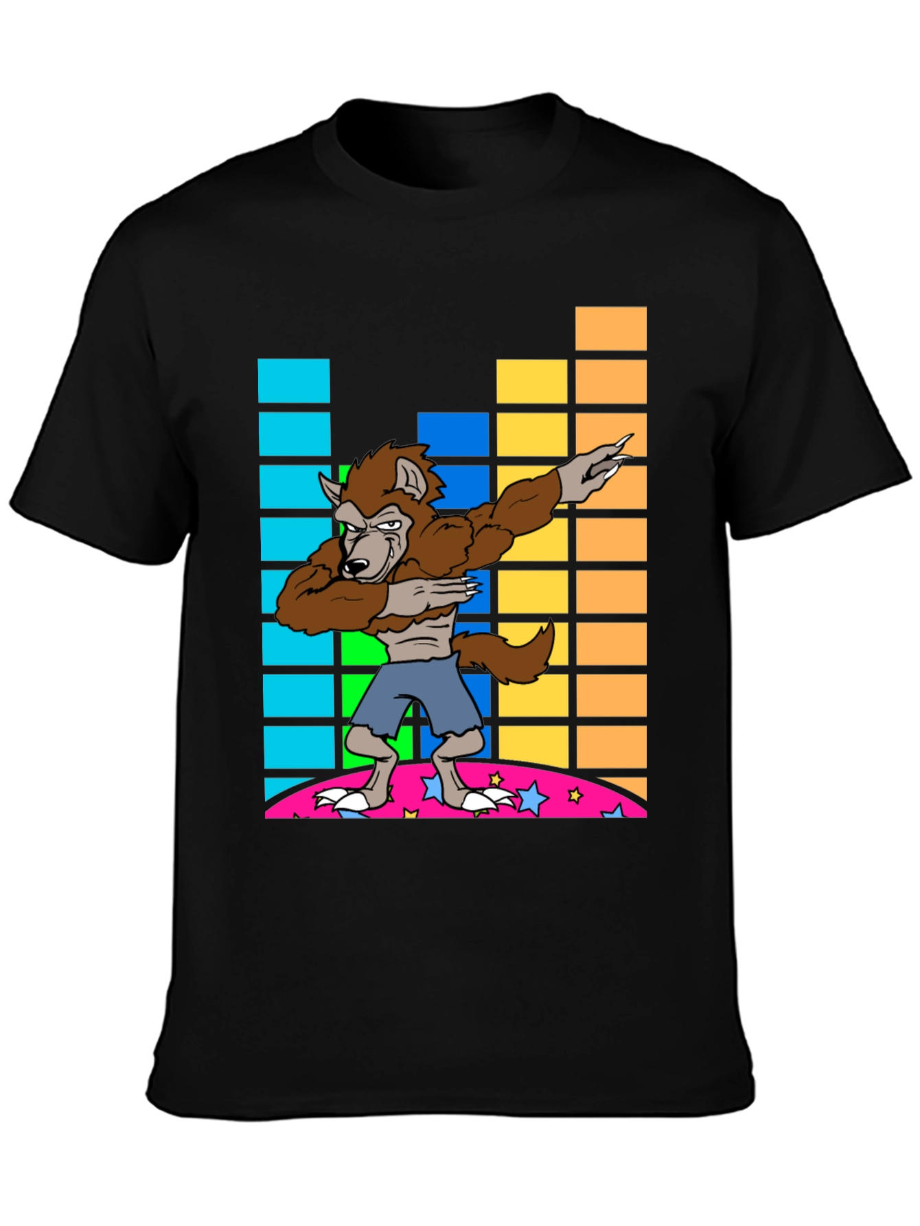 Black Dabbing Werewolf Graphic Tee - Fun Novelty Shirt view 3