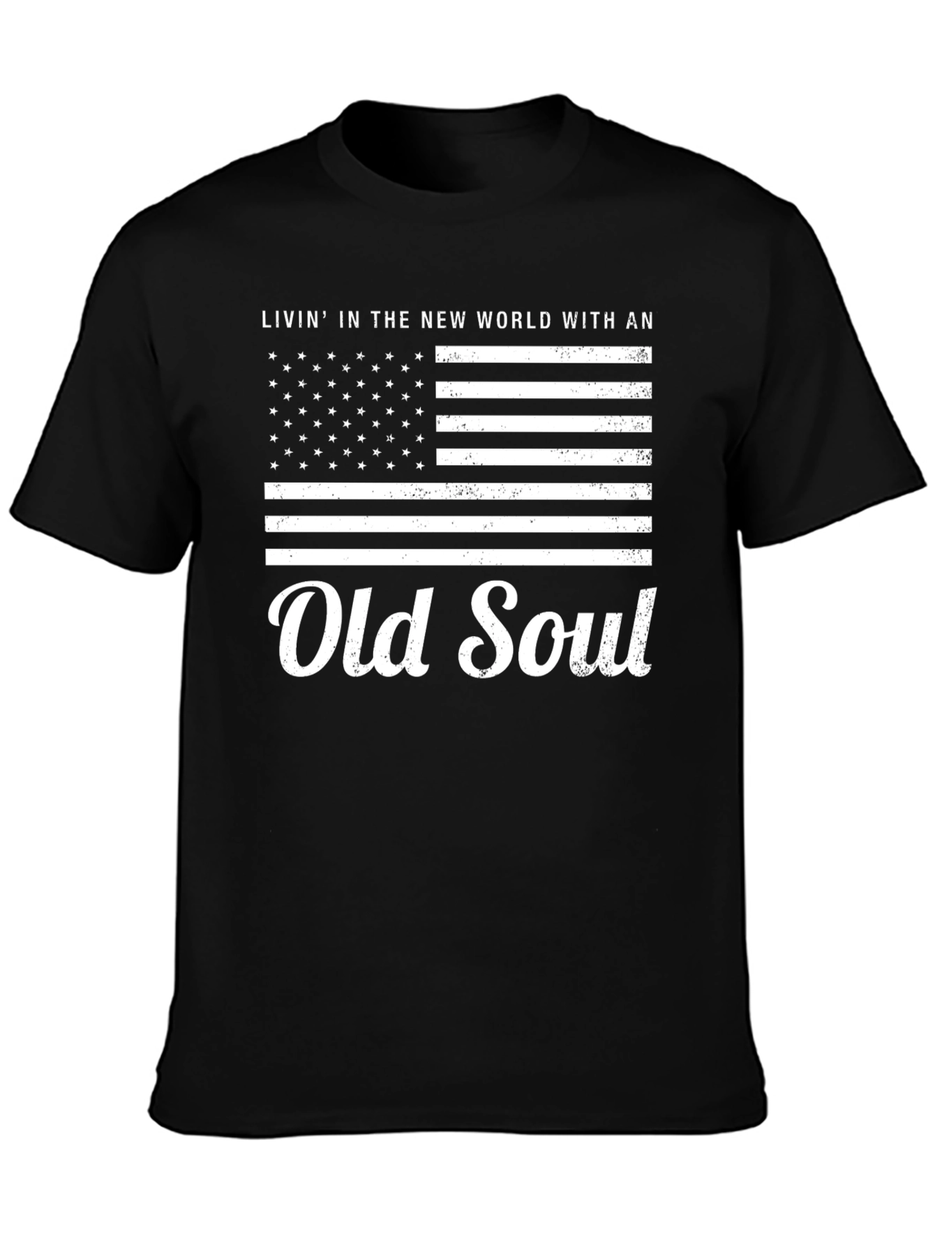 Black Old Soul American Flag Graphic Tee view 3
