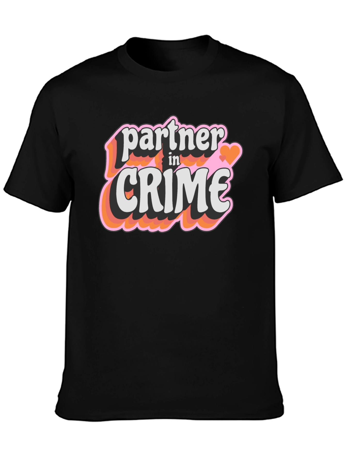 Black Partner in Crime T-Shirt - Black Crew Neck Tee view 3