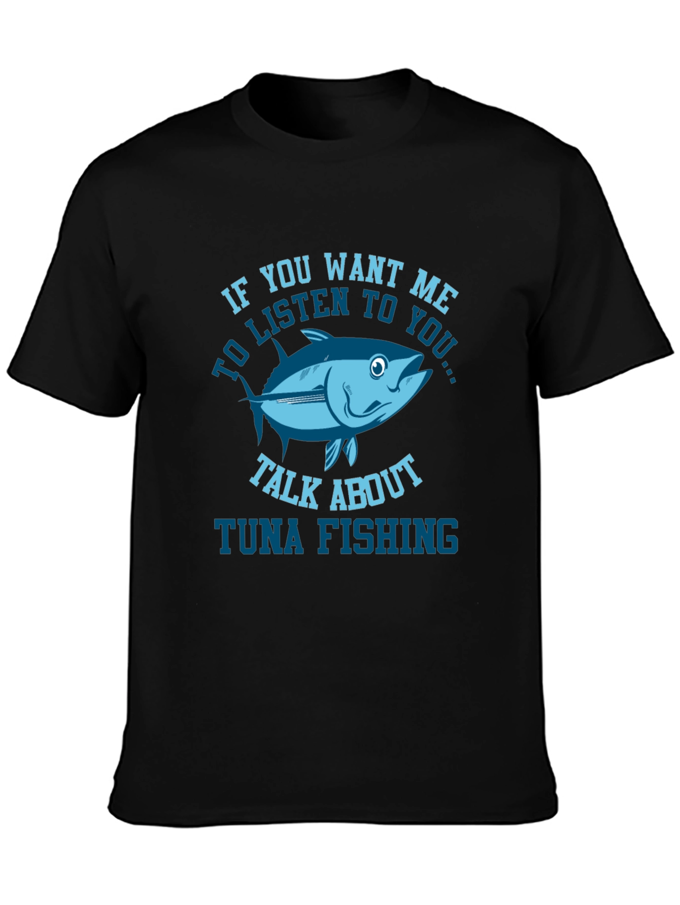 Black Funny Tuna Fishing T-Shirt view 3