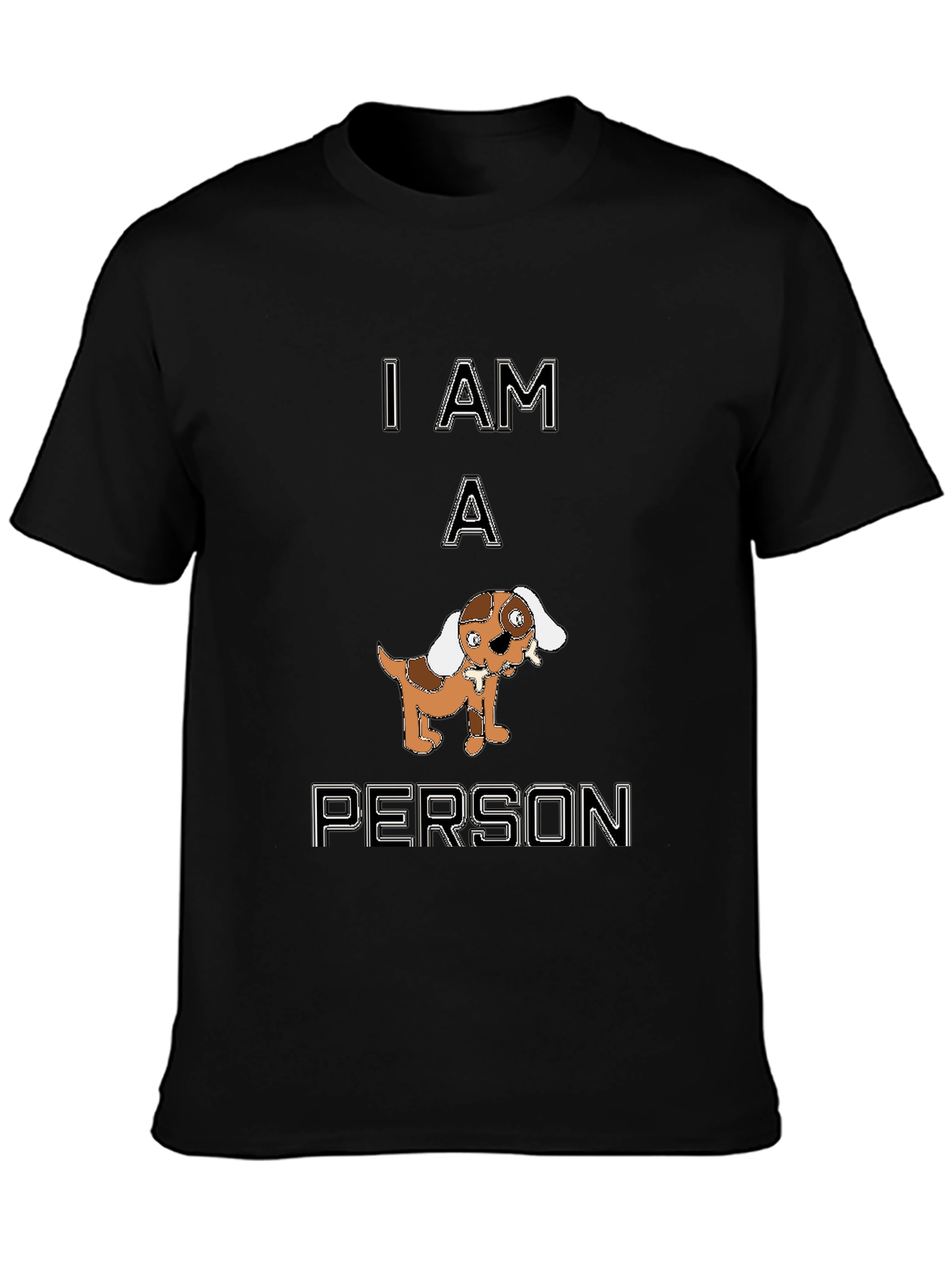 Black Funny "I Am A Person" Dog Graphic Black T-Shirt view 3