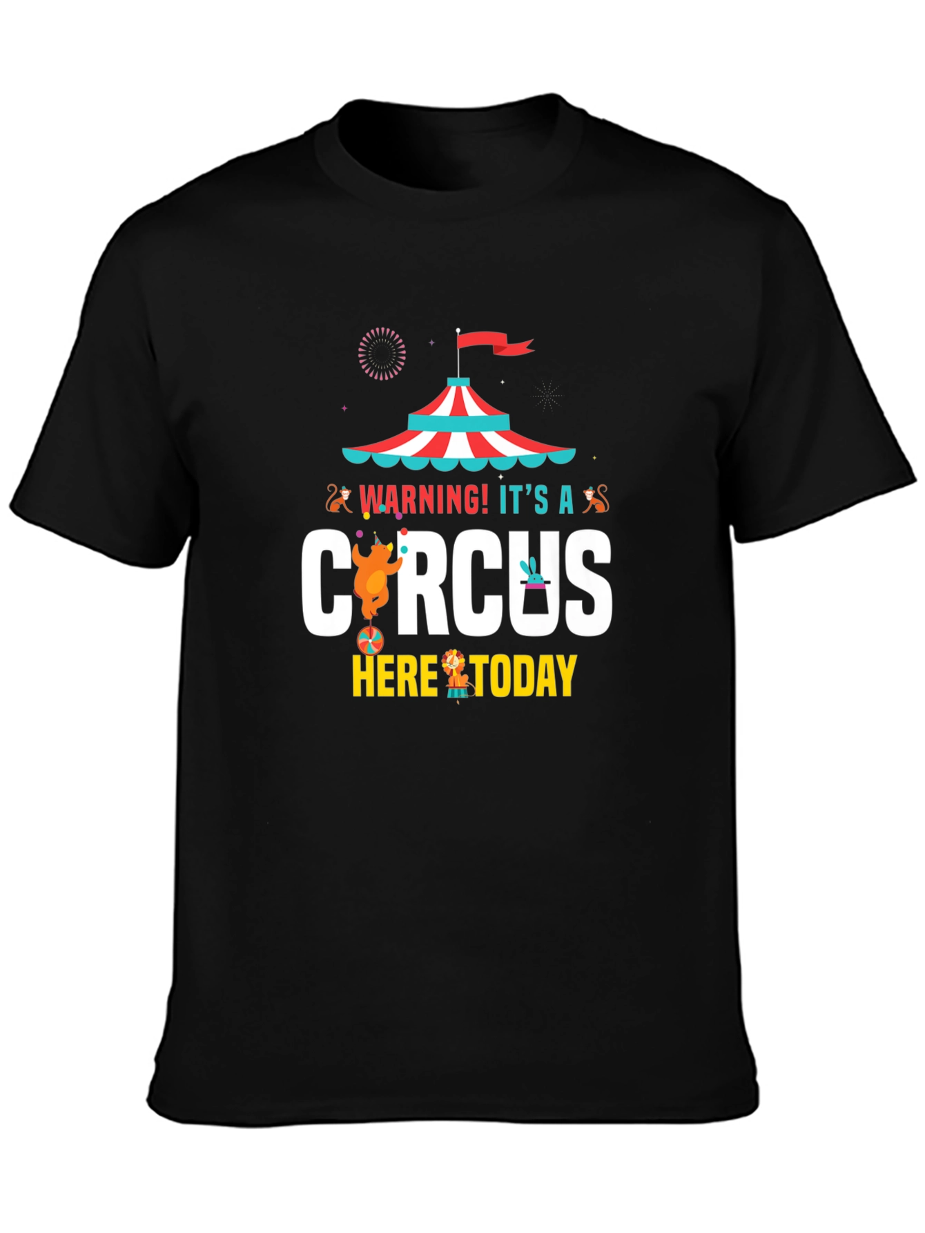 Black Circus Graphic Men's T-Shirt - Fun Design view 3