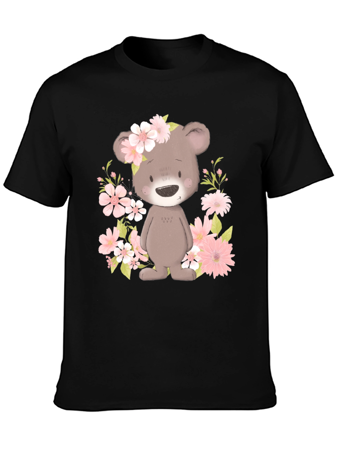 Black Floral Bear Graphic Tee view 3