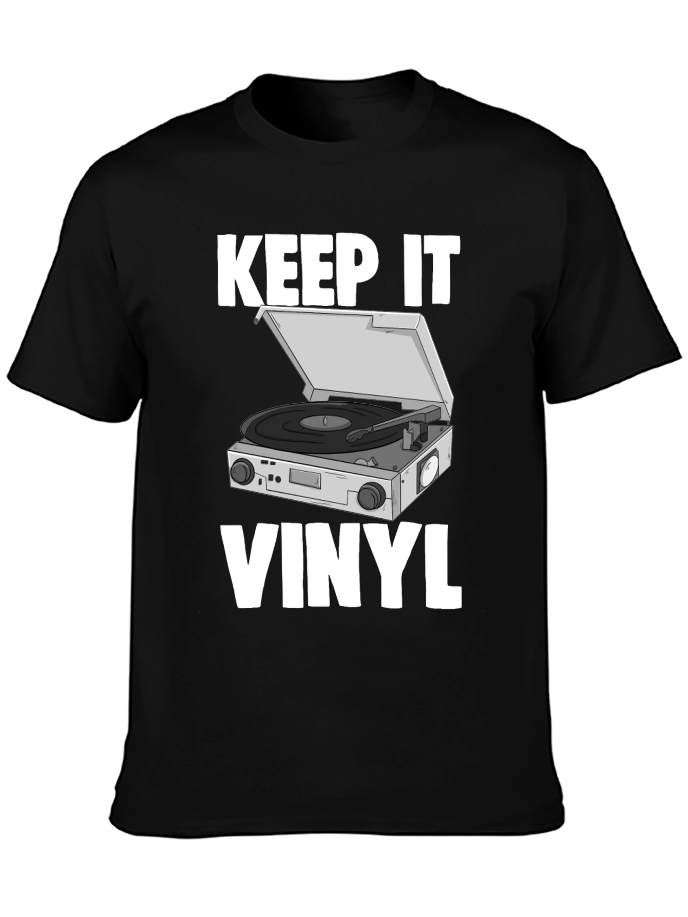 Black Keep It Vinyl T-Shirt - Retro Music Lover Tee view 3