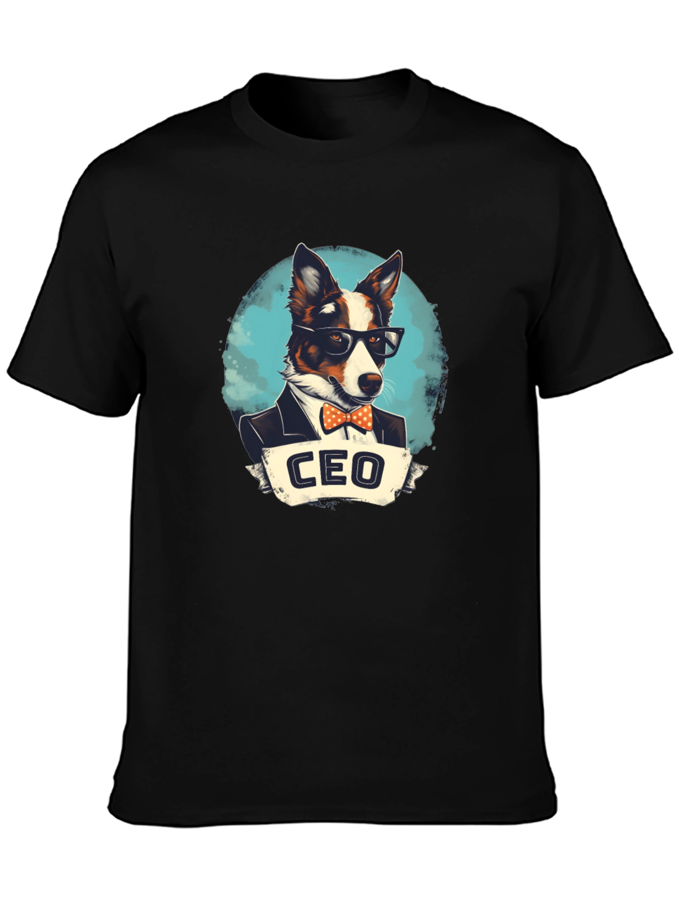 Black CEO Dog T-Shirt - Black Cotton Tee with Funny Graphic view 3
