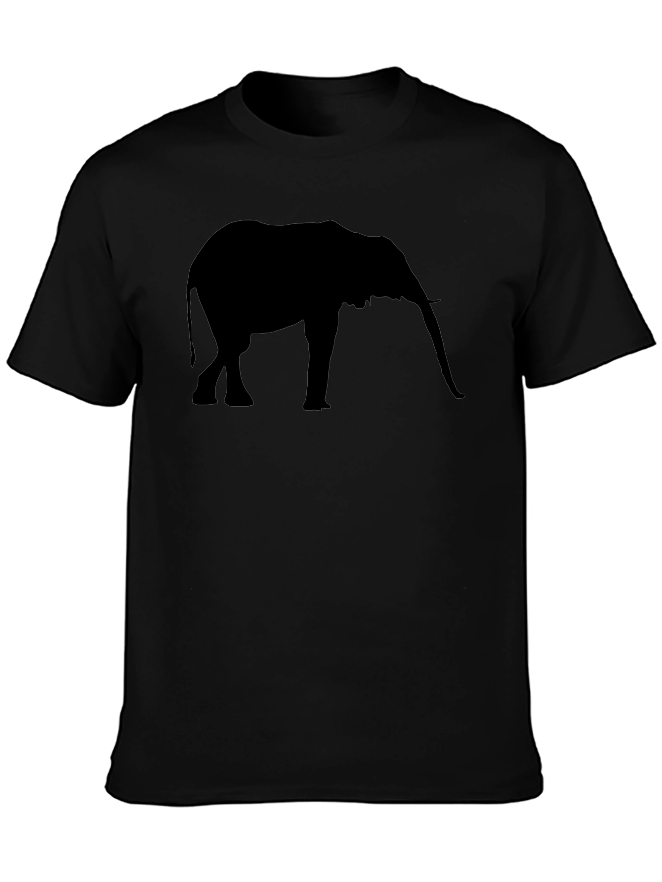 Black Elephant Silhouette Graphic Tee - Black Cotton T-Shirt view 3