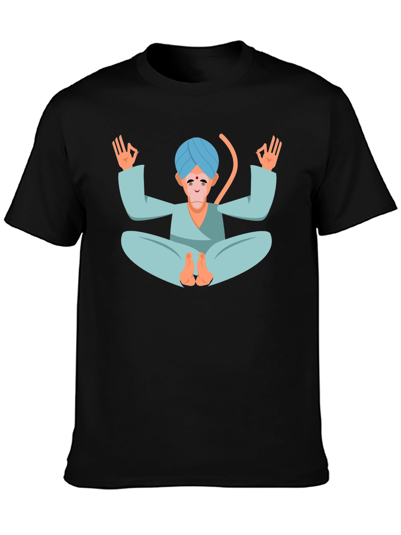 Black Meditating Monkey T-Shirt - Yoga Inspired Tee view 3