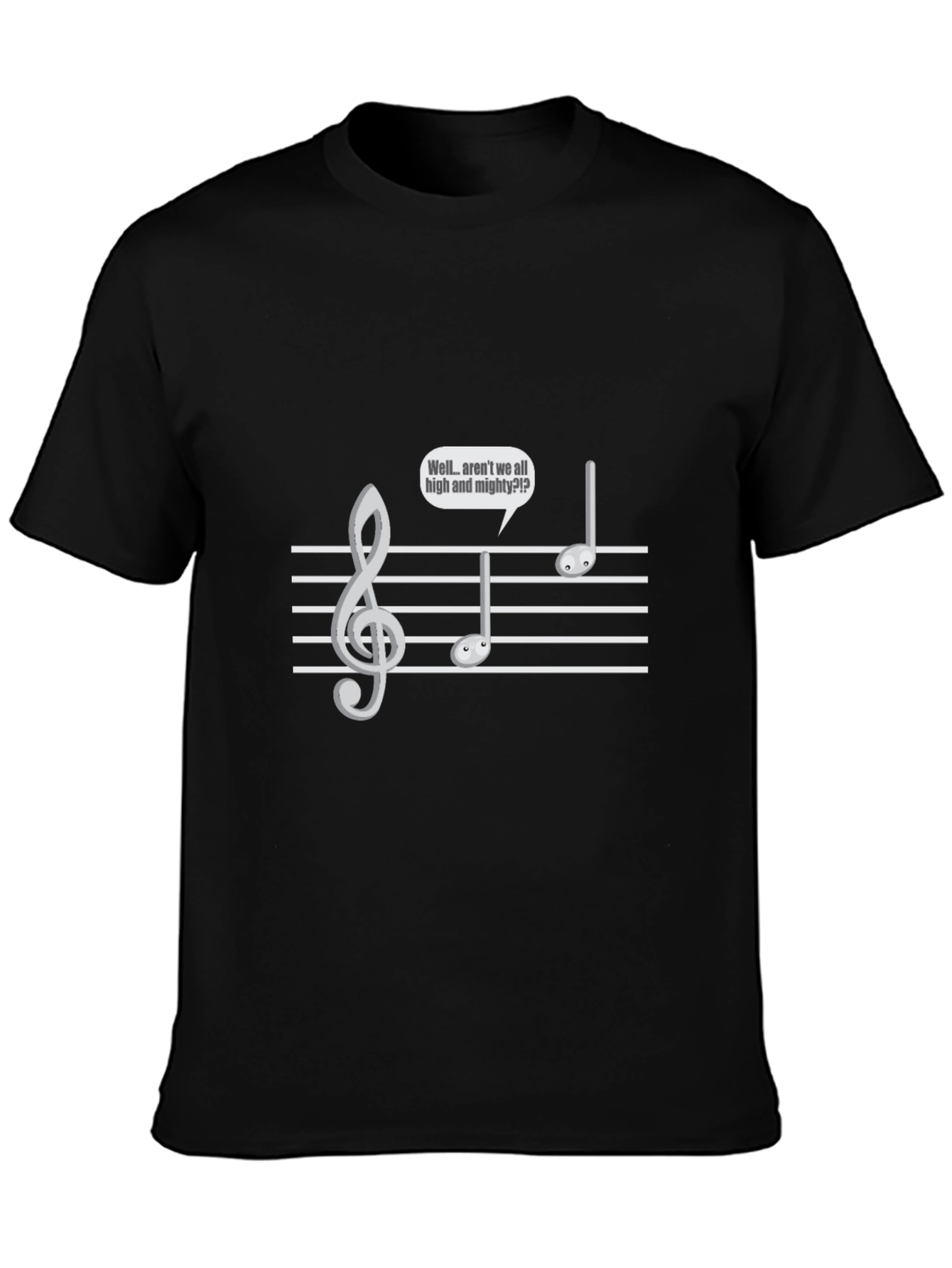 Black Musical Humor T-Shirt - 'High and Mighty' view 3