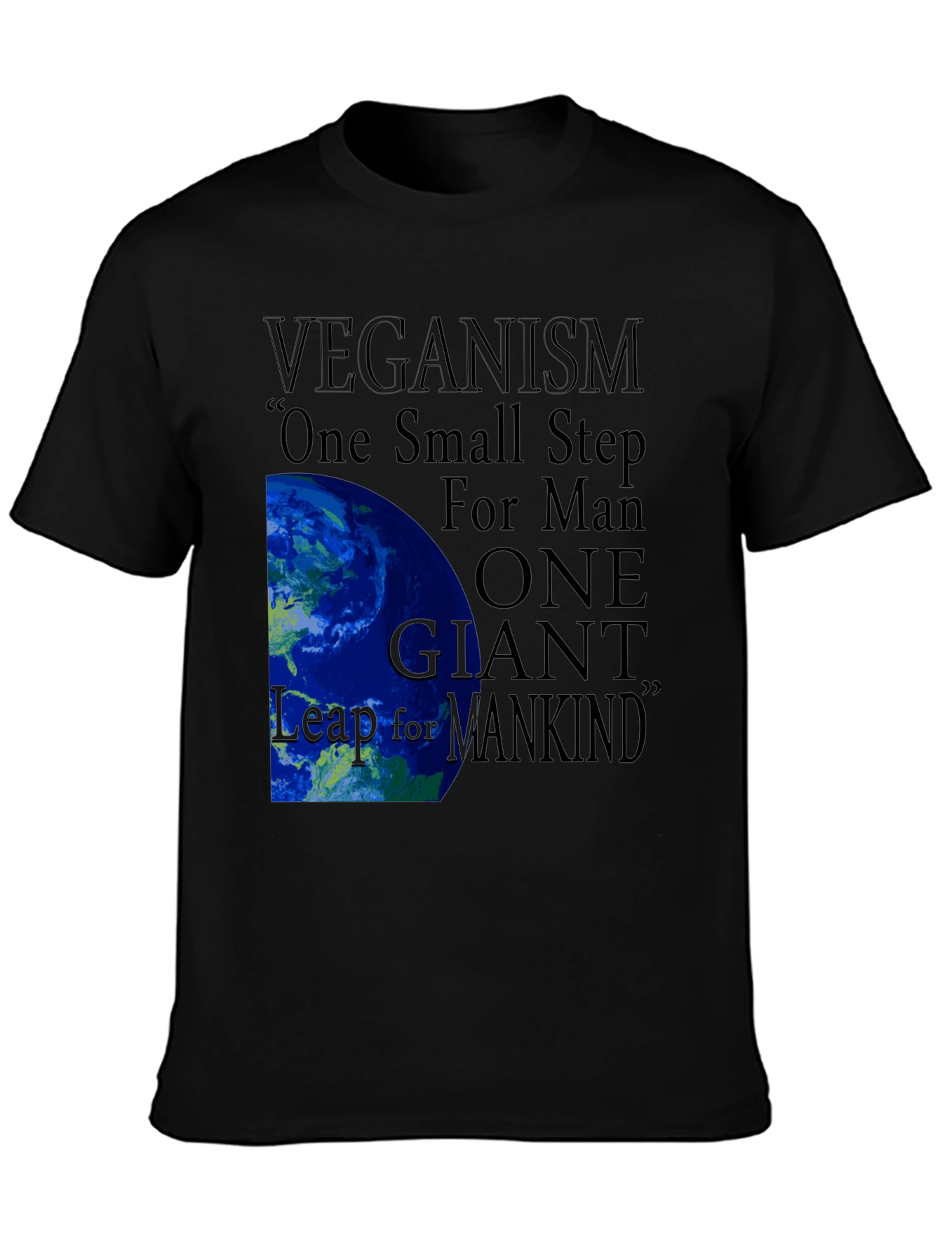 Black Veganism One Small Step Graphic Tee view 3