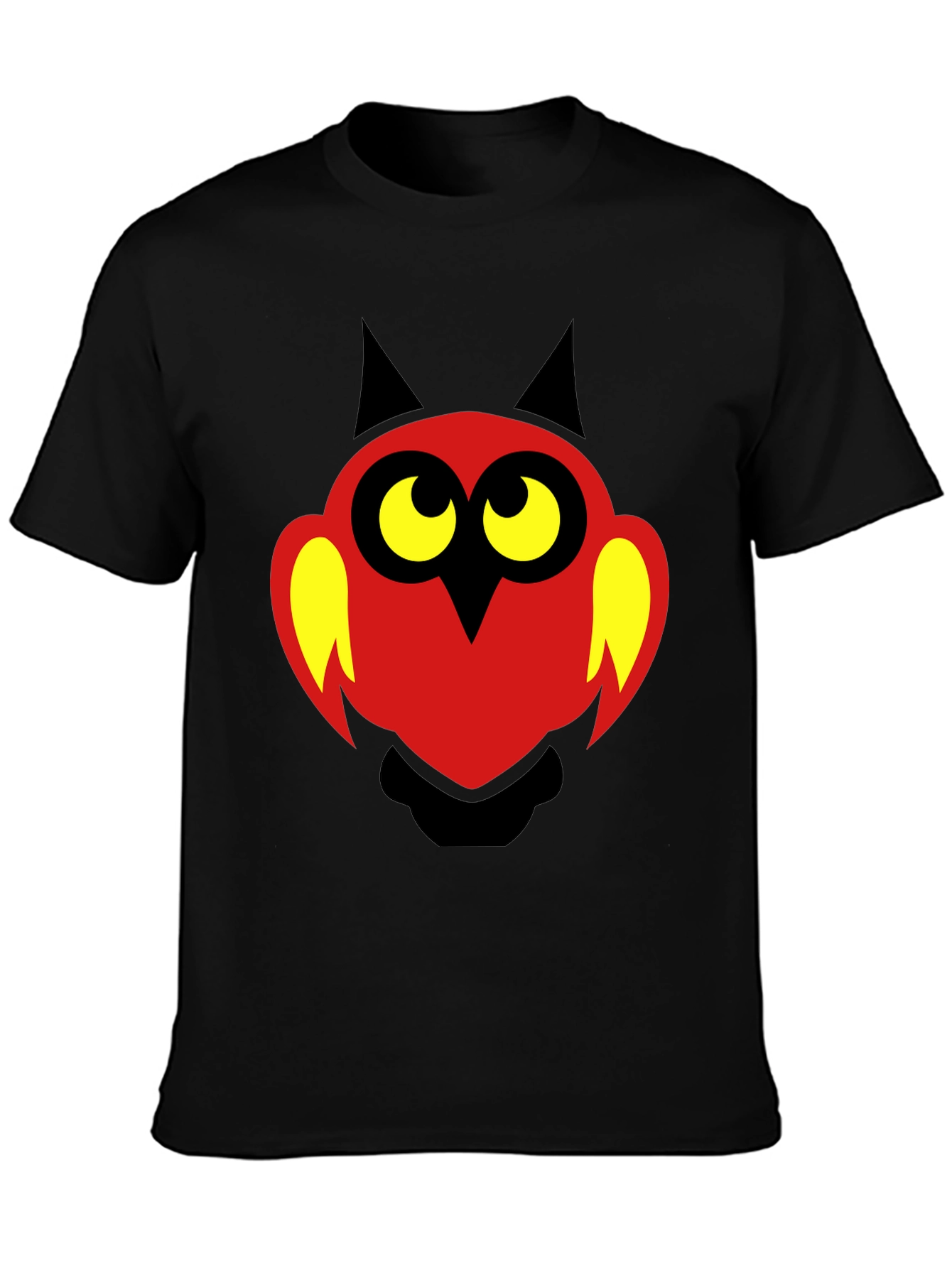 Black Cartoon Owl Graphic Print T-Shirt - Black view 3