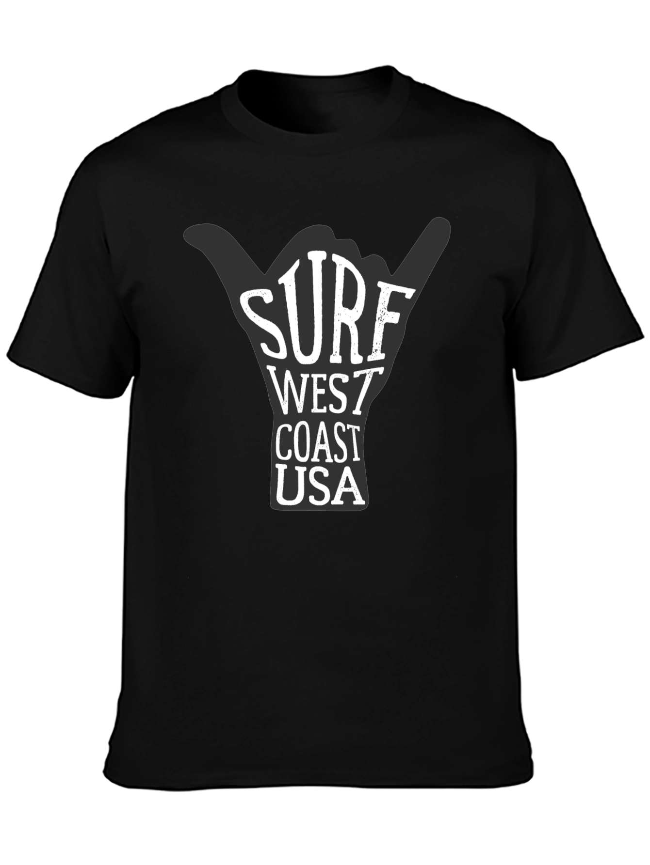 Black Surf West Coast USA Graphic T-Shirt view 3