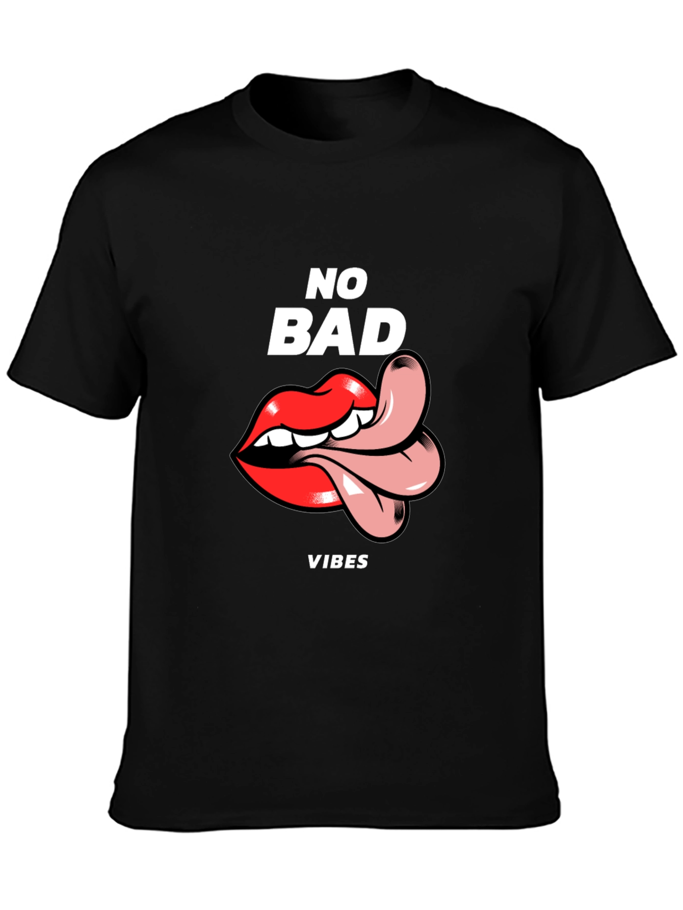 Black No Bad Vibes Graphic Tee - Black view 3
