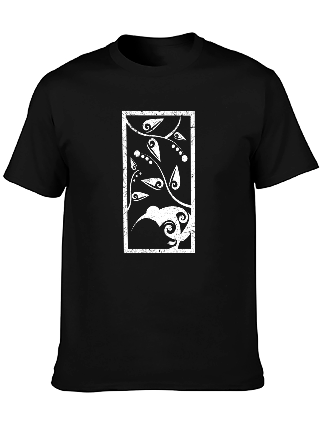 Black Abstract Kiwi Bird Graphic Tee - Black view 3