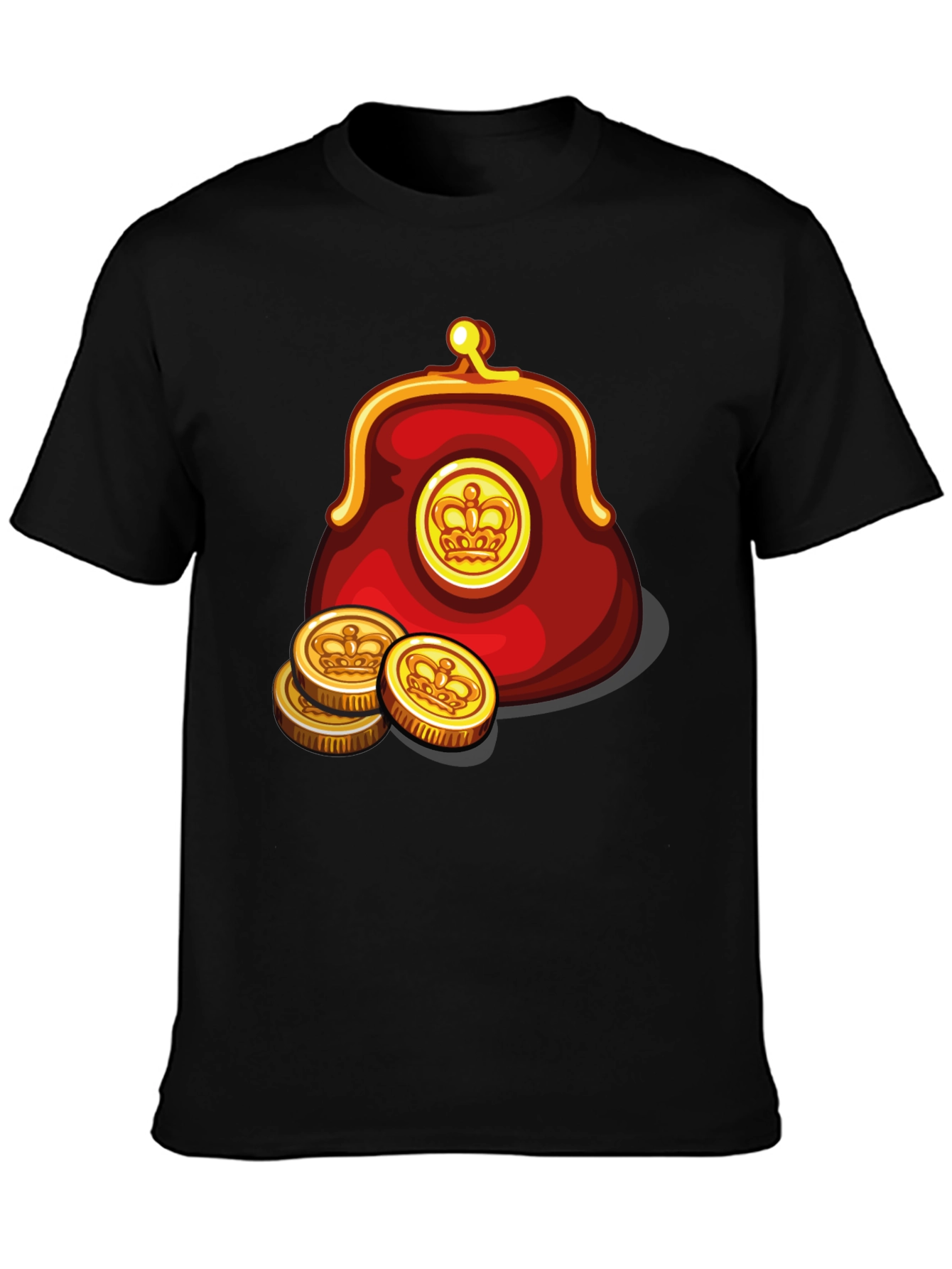 Black Crown Coin Purse Graphic Tee - Black Cotton Blend view 3