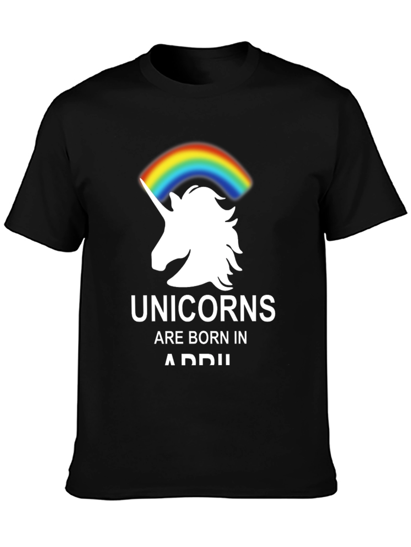 Black Unicorns Are Born in April T-Shirt view 3