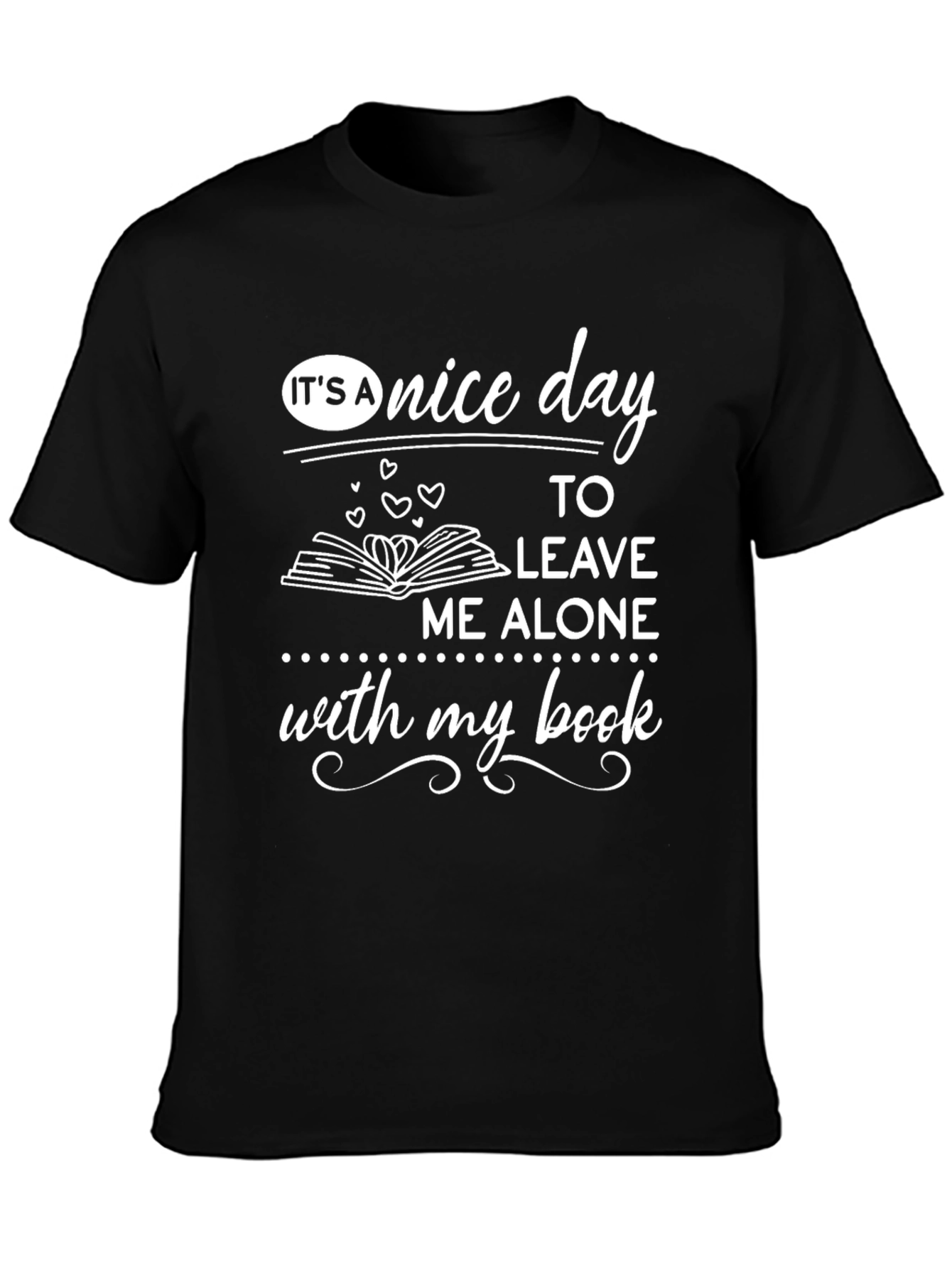 Black Funny Reader T-Shirt - Leave Me Alone With My Book view 3