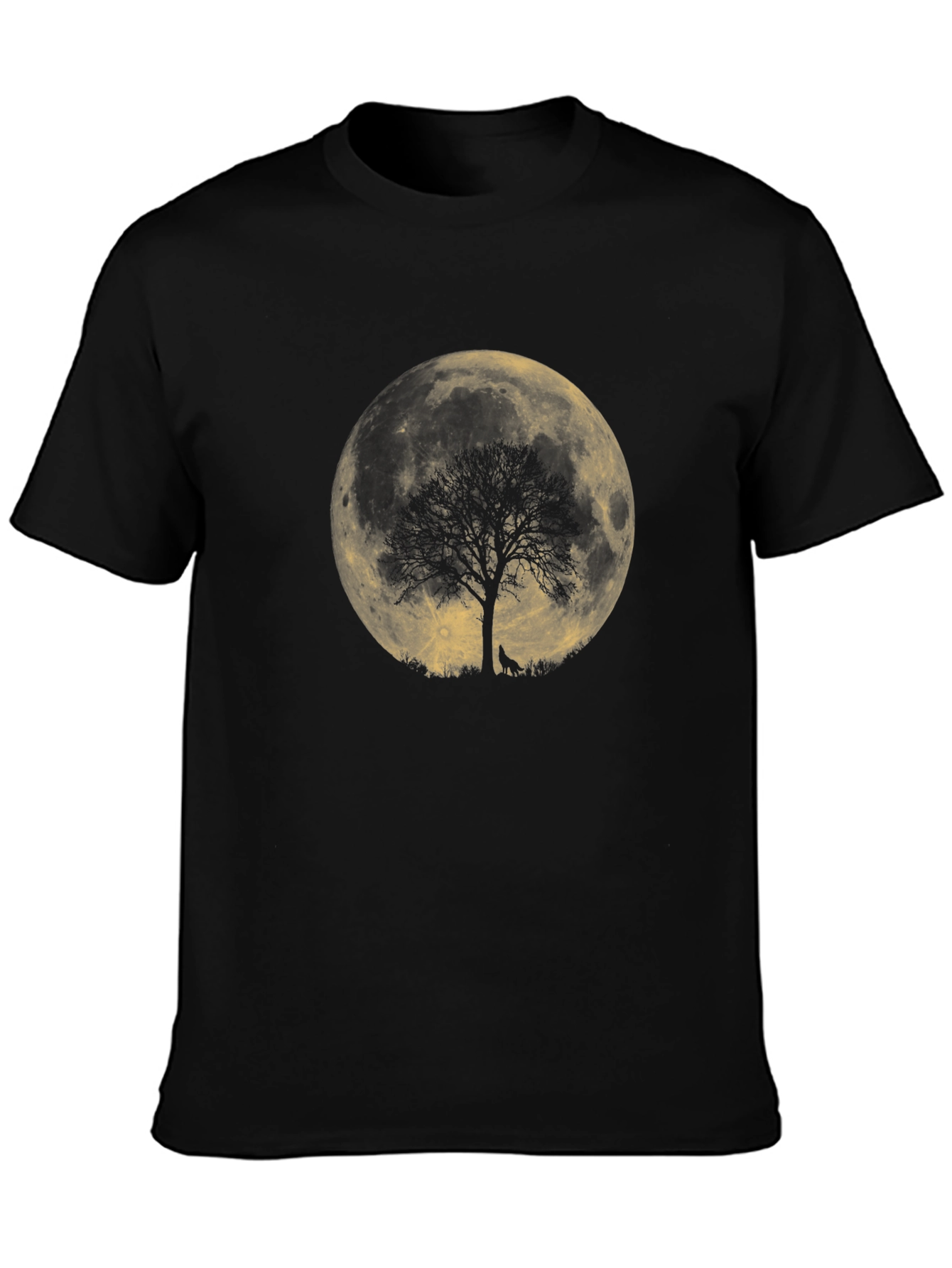 Black Wolf Moon Tree Graphic Tee - Black view 3