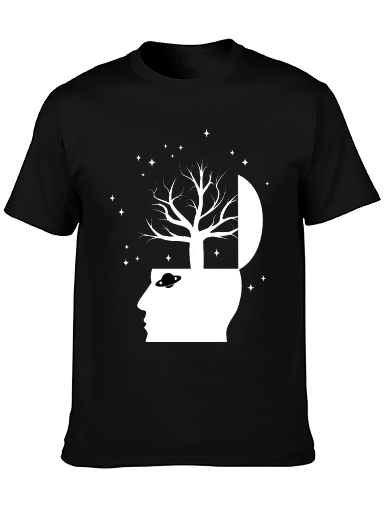 Black Cosmic Mind T-Shirt - Black Graphic Tee view 3
