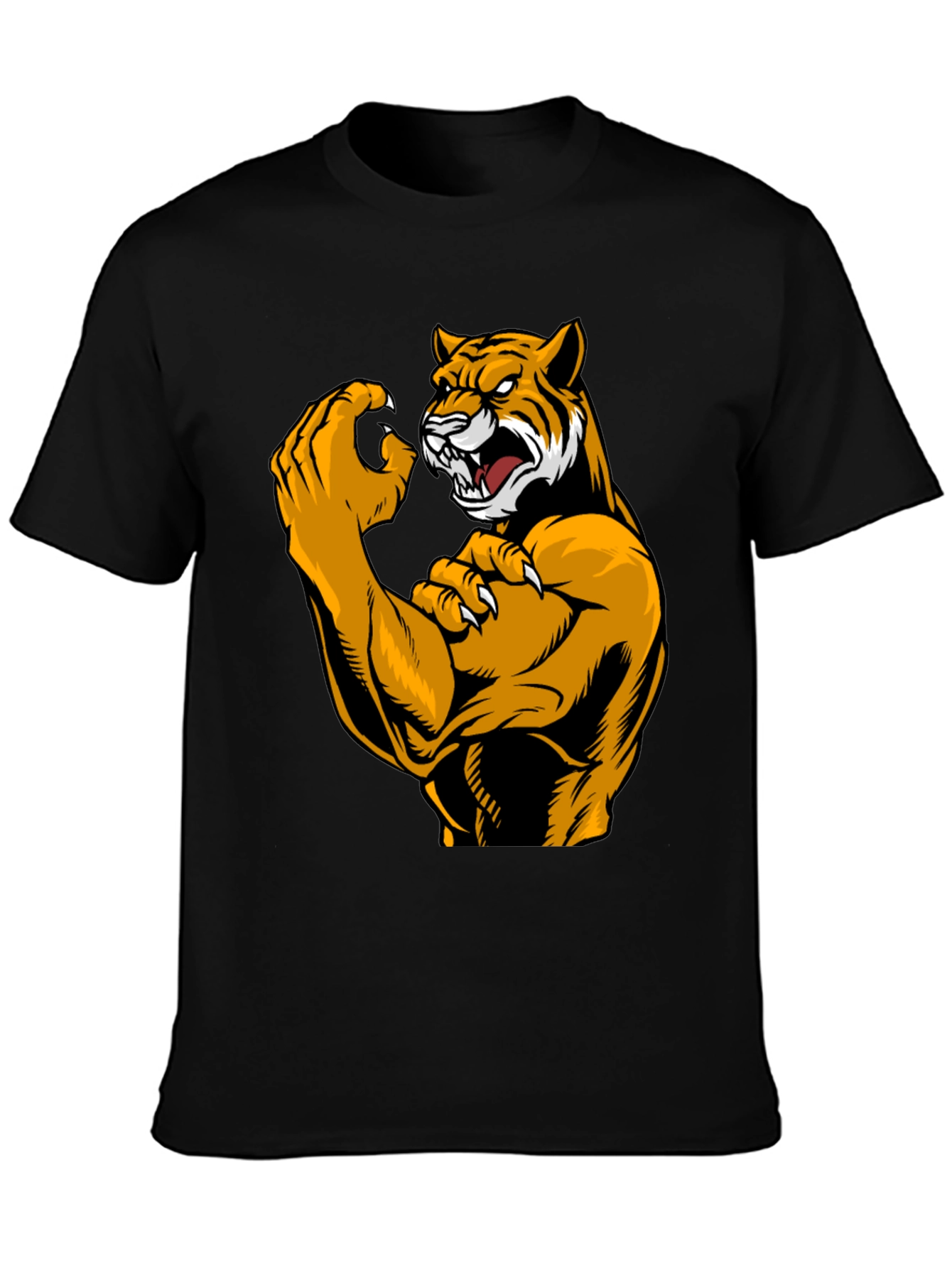 Black Tiger Muscle Black T-Shirt view 3