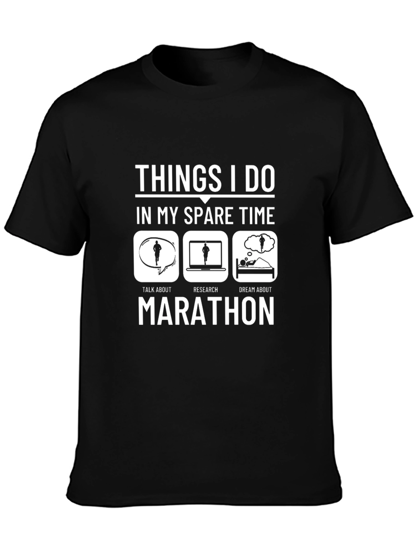 Black Marathon Runner Spare Time T-Shirt view 3
