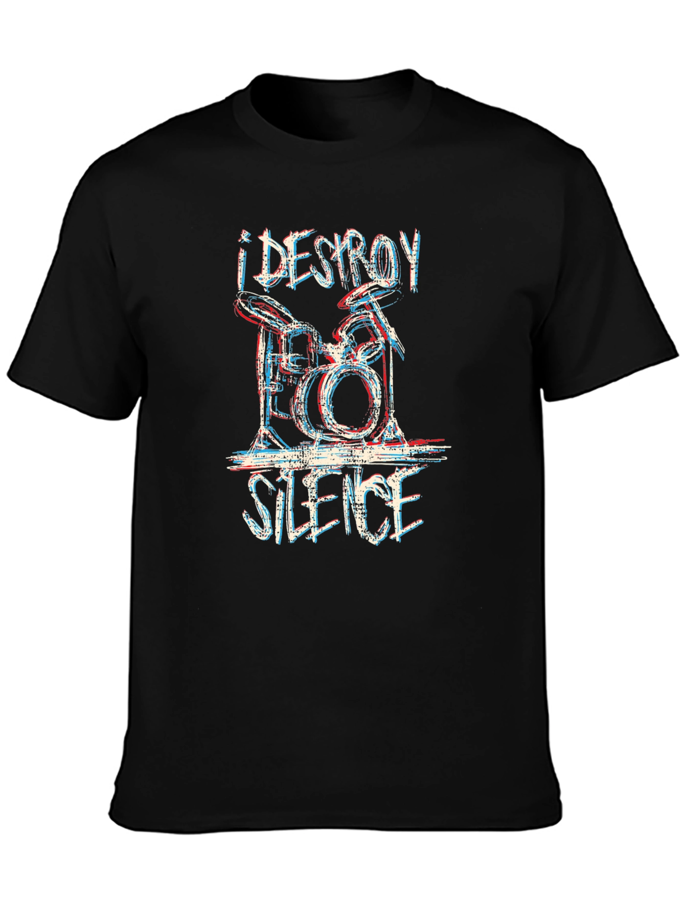 Black I Destroy Silence Drum Kit Graphic Tee - Black view 3