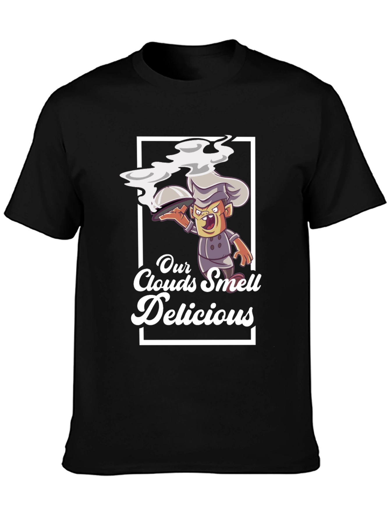 Black Our Clouds Smell Delicious T-Shirt Chef Cartoon Black view 3