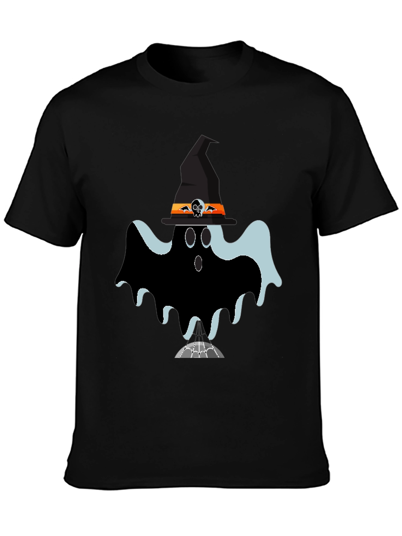 Black Halloween Ghost Tee: Spooky Season Style view 3