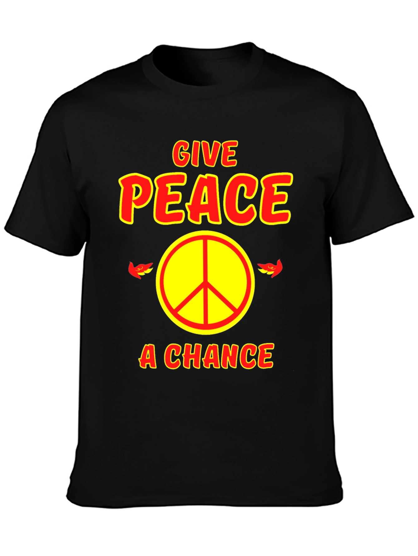 Black Give Peace A Chance Graphic T-Shirt view 3