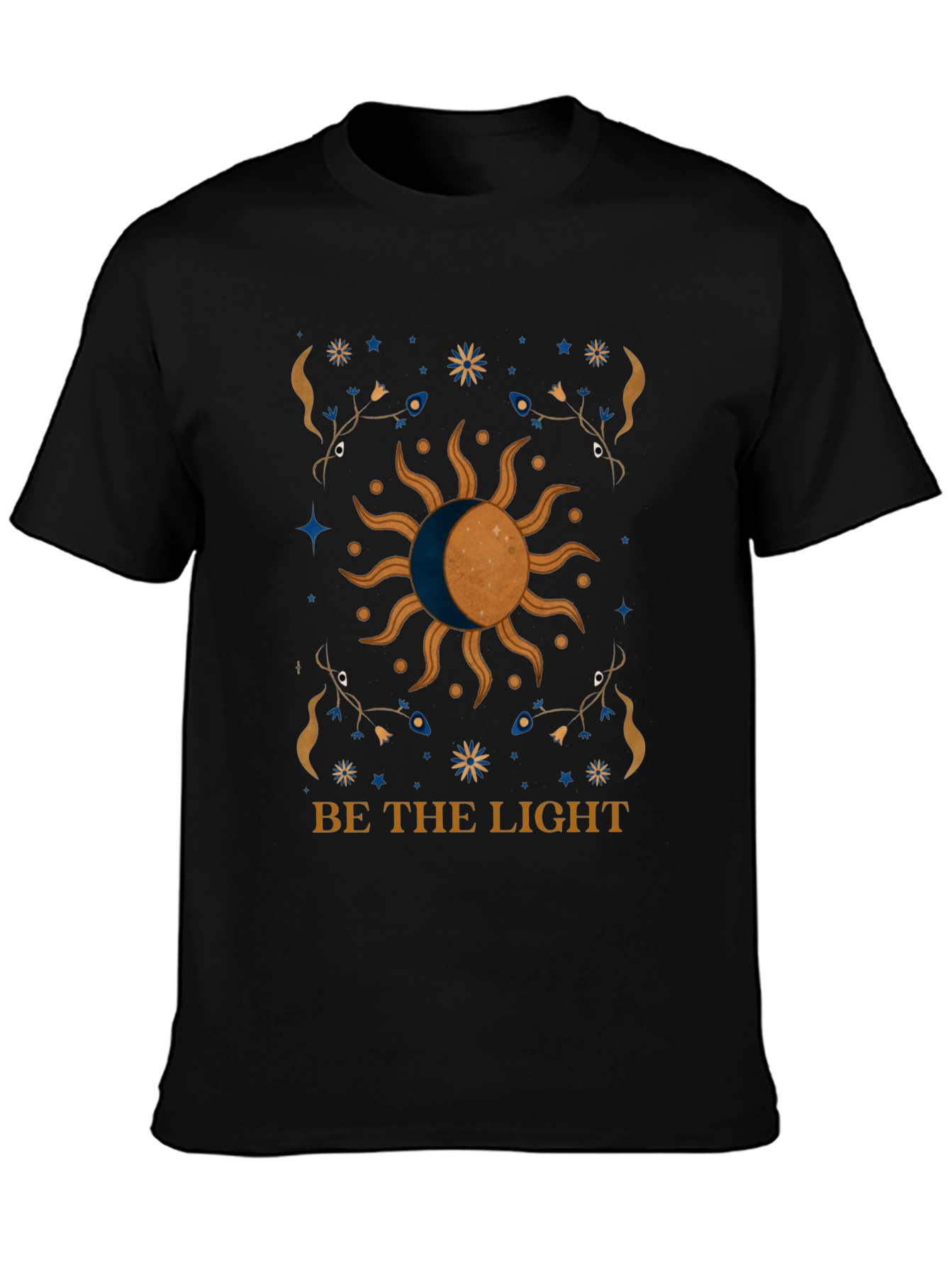 Black Celestial Sun & Moon Graphic Tee - Be The Light! view 3