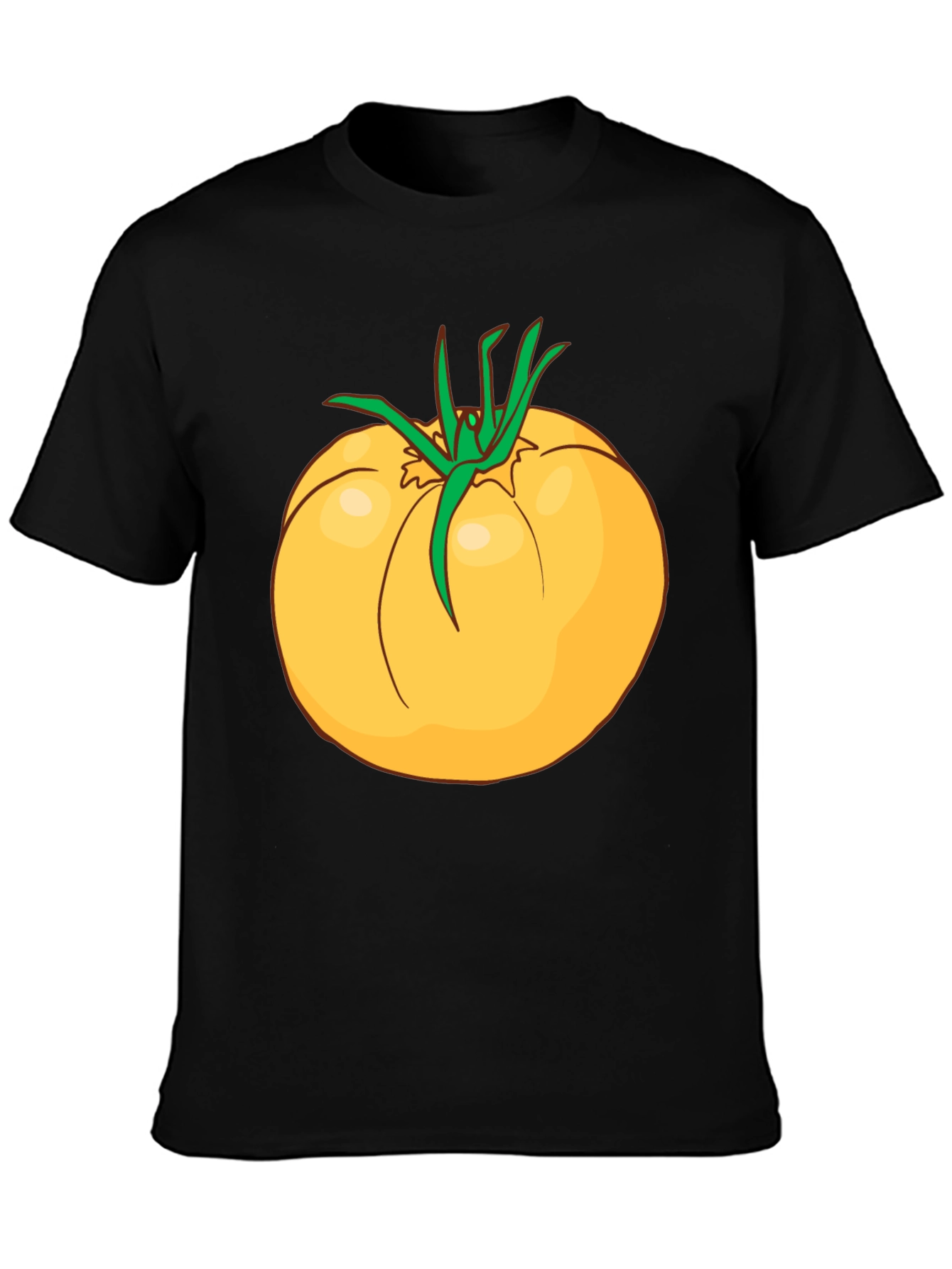 Black Yellow Tomato Graphic T-Shirt - Casual Cotton Tee view 3