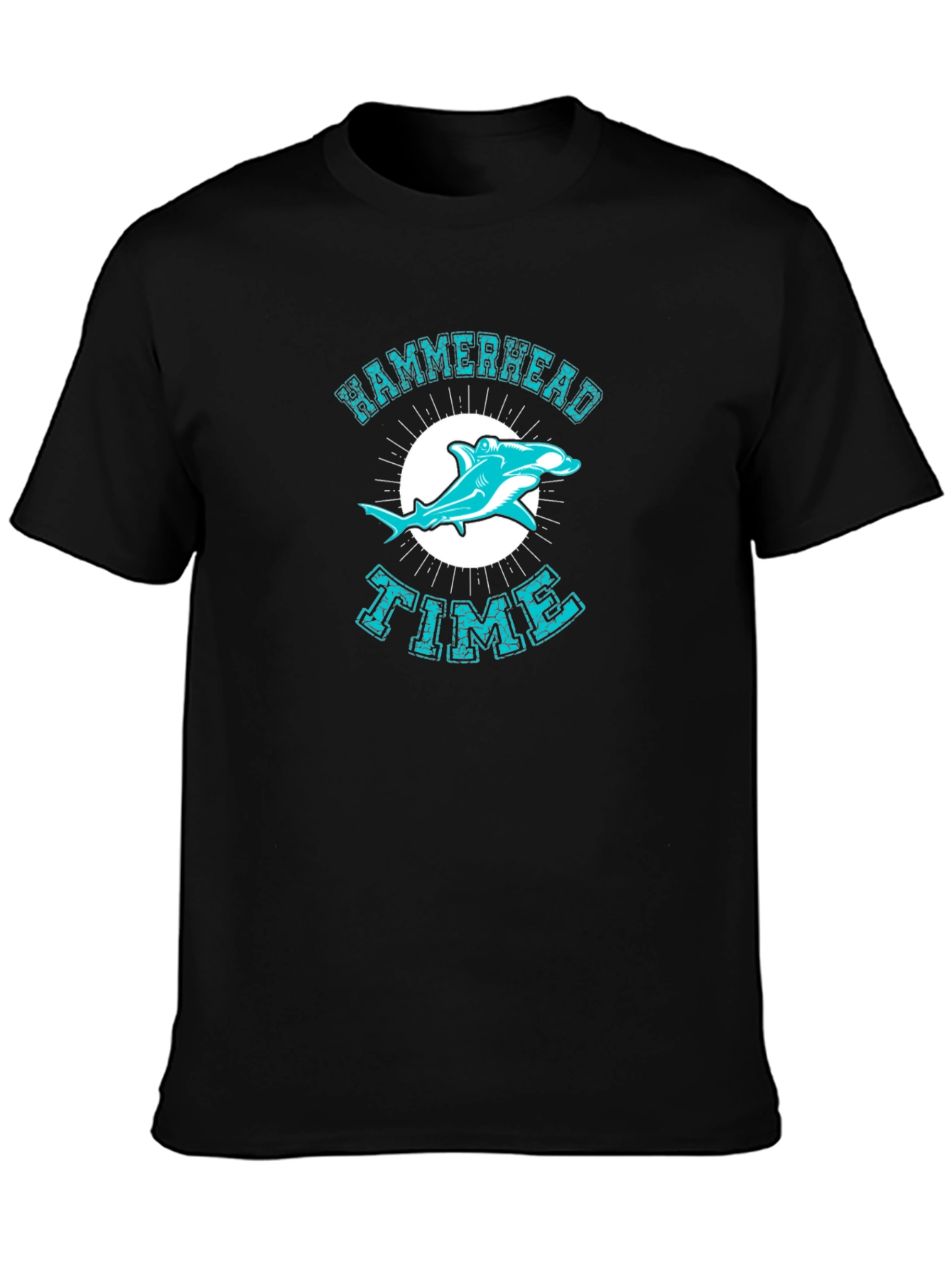 Black Hammerhead Shark Time Graphic T-Shirt view 3