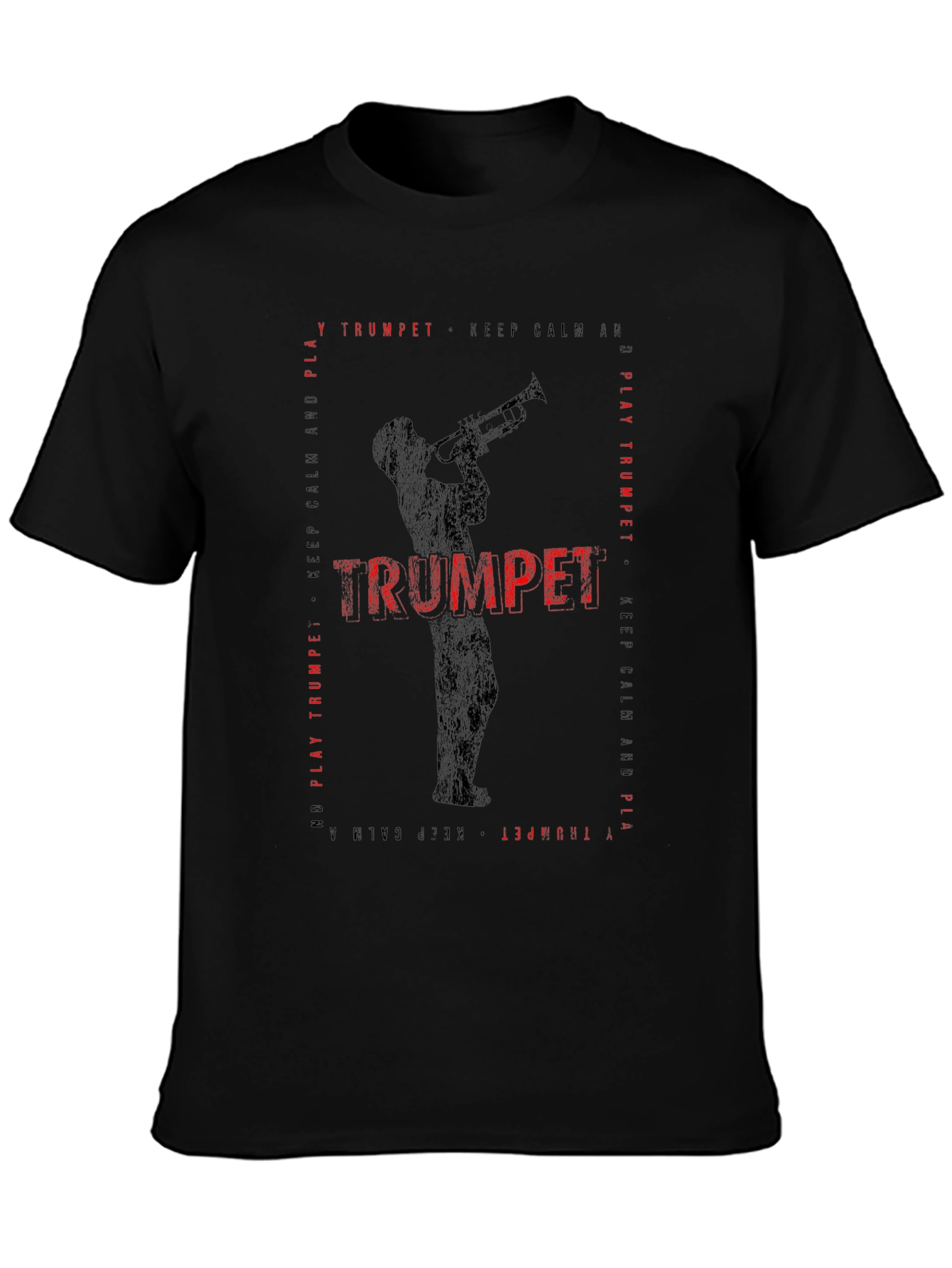 Black Keep Calm and Play Trumpet T-Shirt view 3