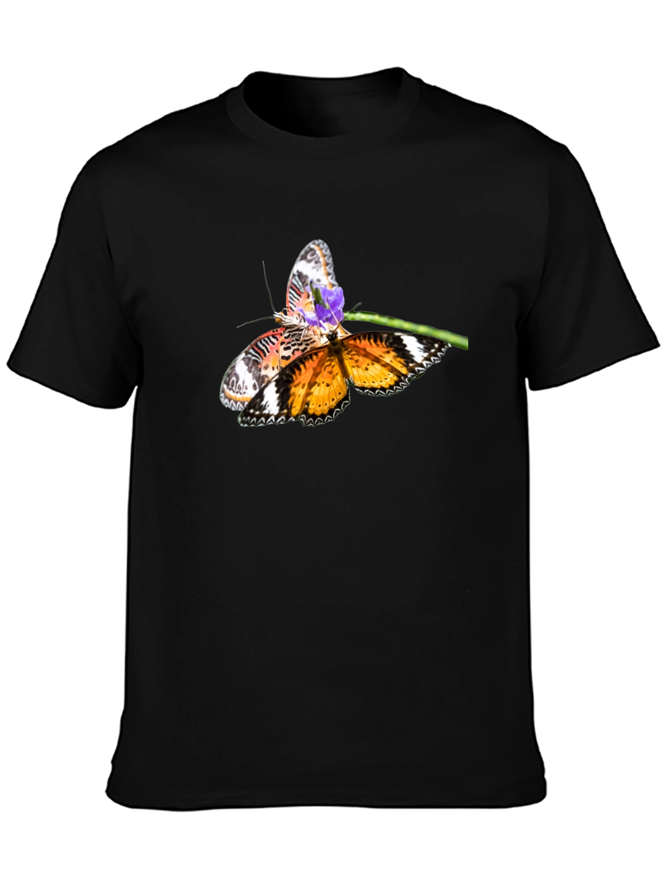 Black Butterfly Graphic Print Black T-Shirt view 3